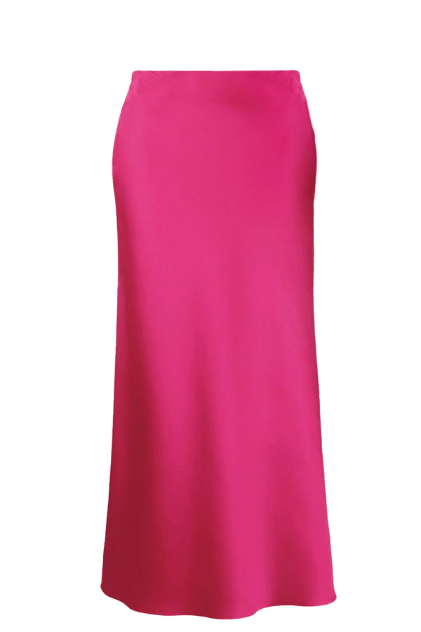 This Sapphire Pink silk slip skirt is cut on the bias for a fluid finish and falls elegantly to the ankle.