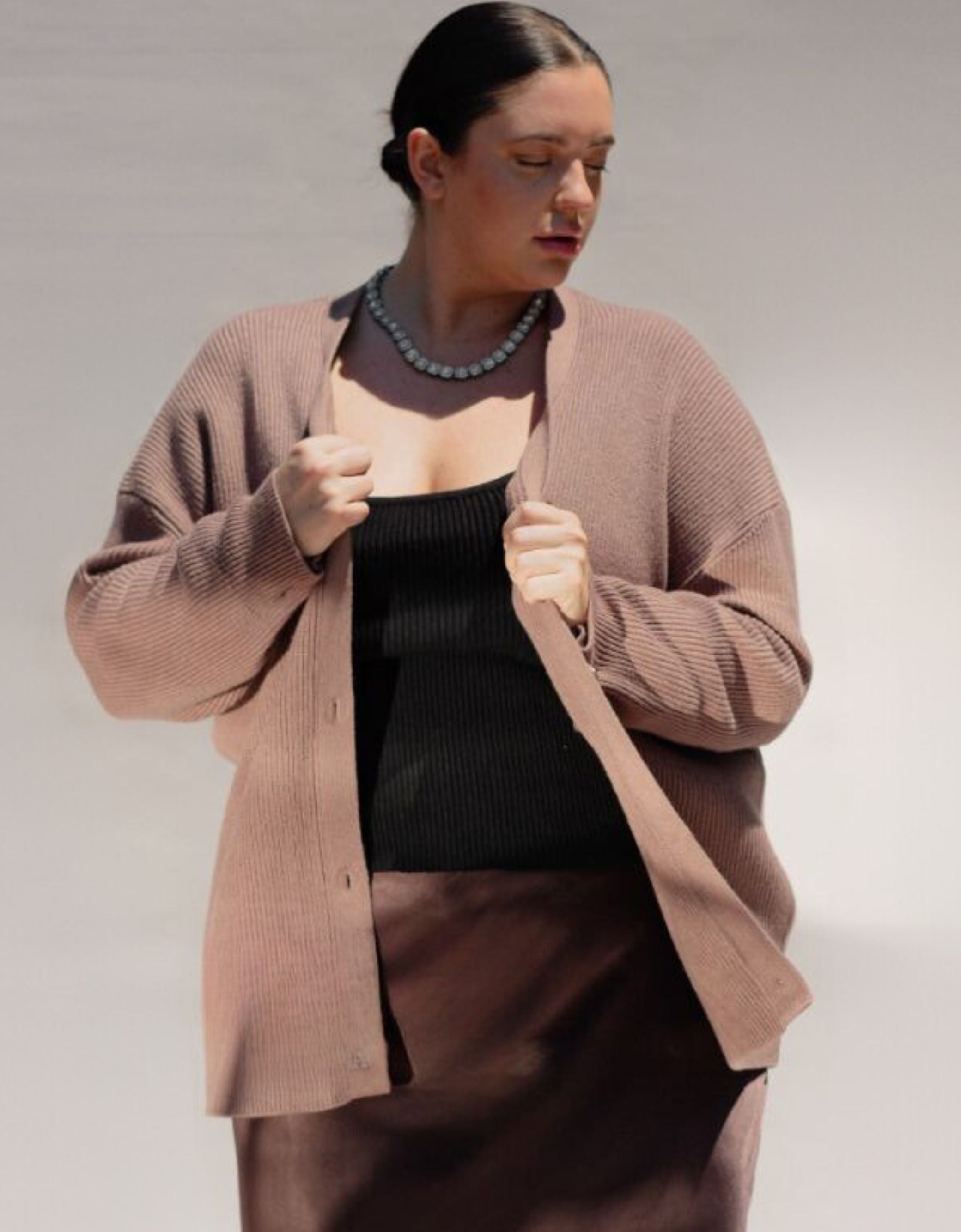 Grandpa Cardigan Sweater - Mocha - Designed to fit the "True Size Majority" 10+