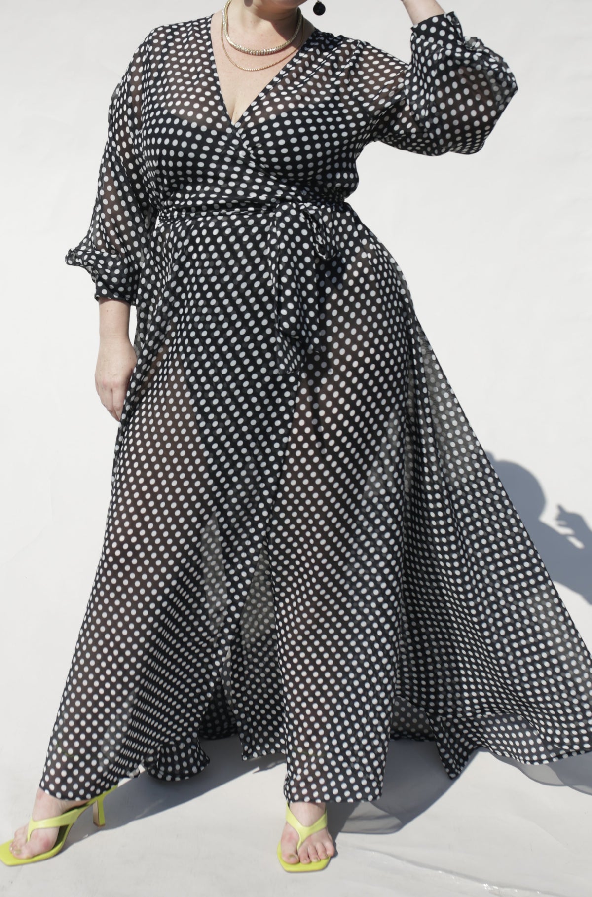 The Maxi Wrap Dress- Polka Dot Georgette