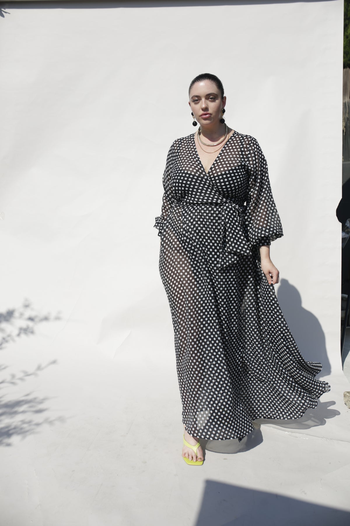 The Maxi Wrap Dress- Polka Dot Georgette