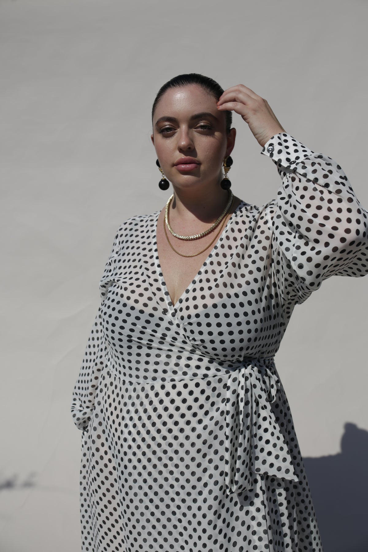 The Maxi Wrap Dress- Ivory Polka Dot Georgette