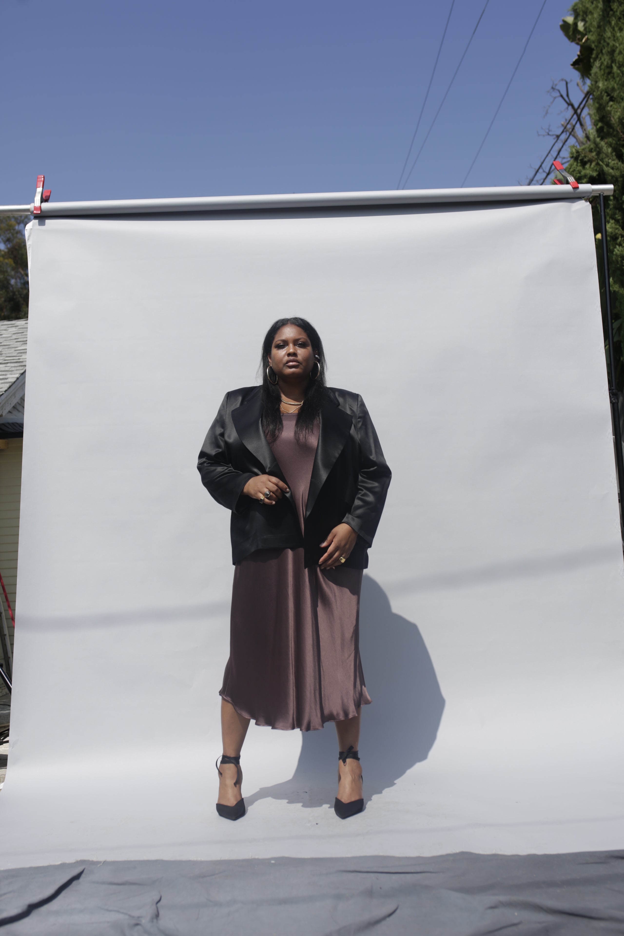 The Lexi Satin Blazer - Black
