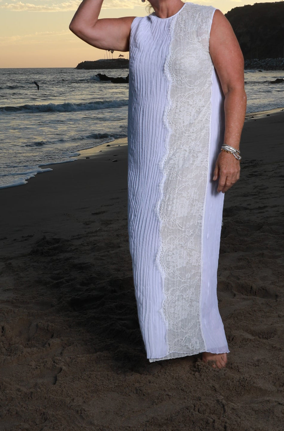Phoebe Pleated Lace Gown - Ivory