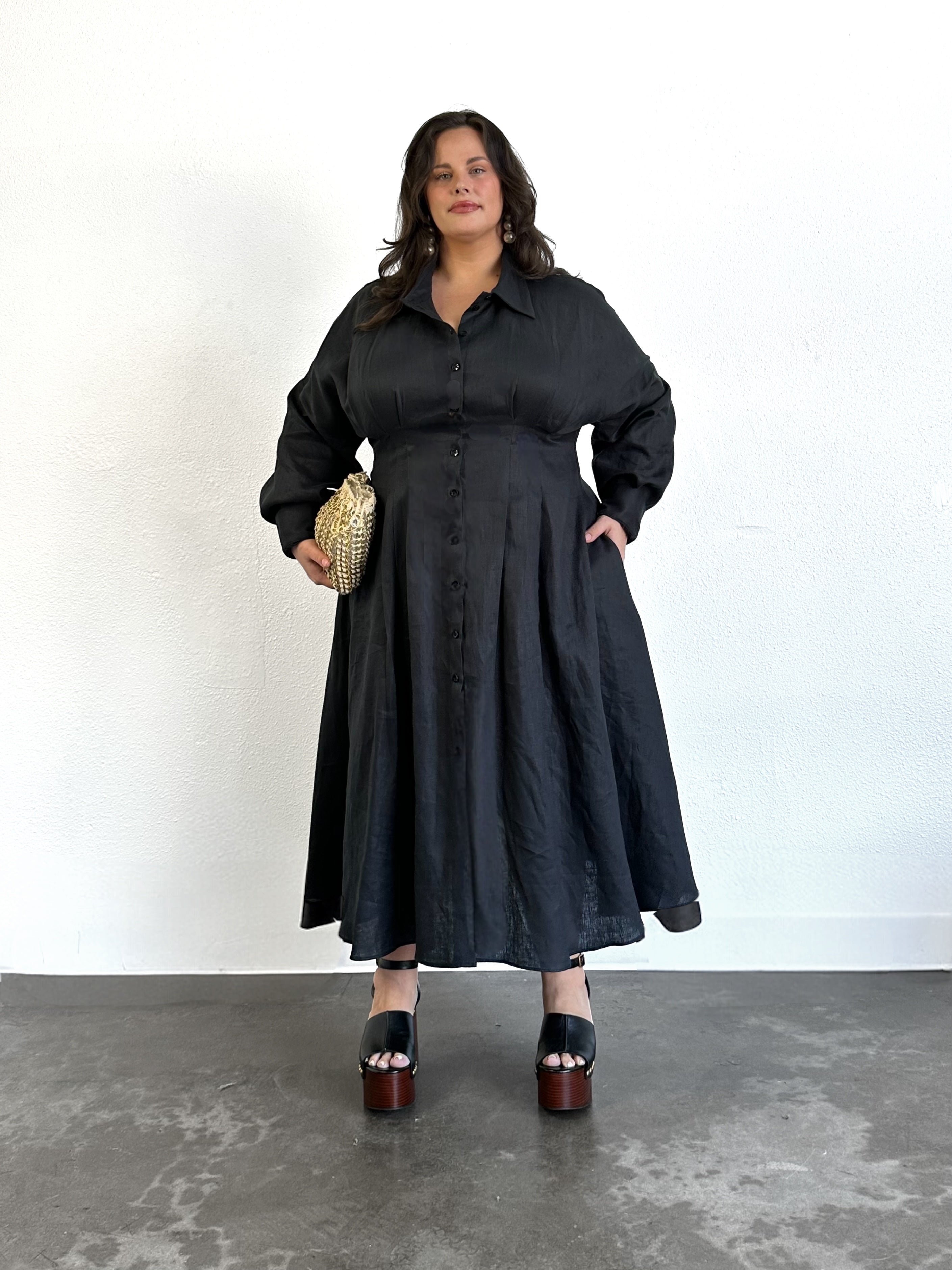 black cotton shirtwaist dress The Supima Cotton Midi Shirt Dress