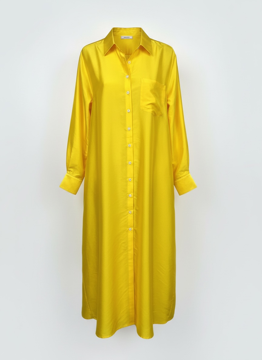 Ultra Maxi Shirt Dress - Yellow Dupioni