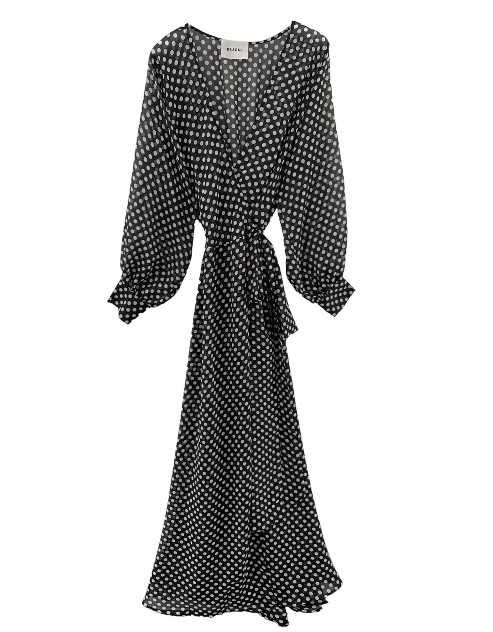 Wrap Dress In Black/White Polka Dot By Cynthia Vincent Baacal Wrap Dress In Black/White Polka Dot By Cynthia Vincent Baacal