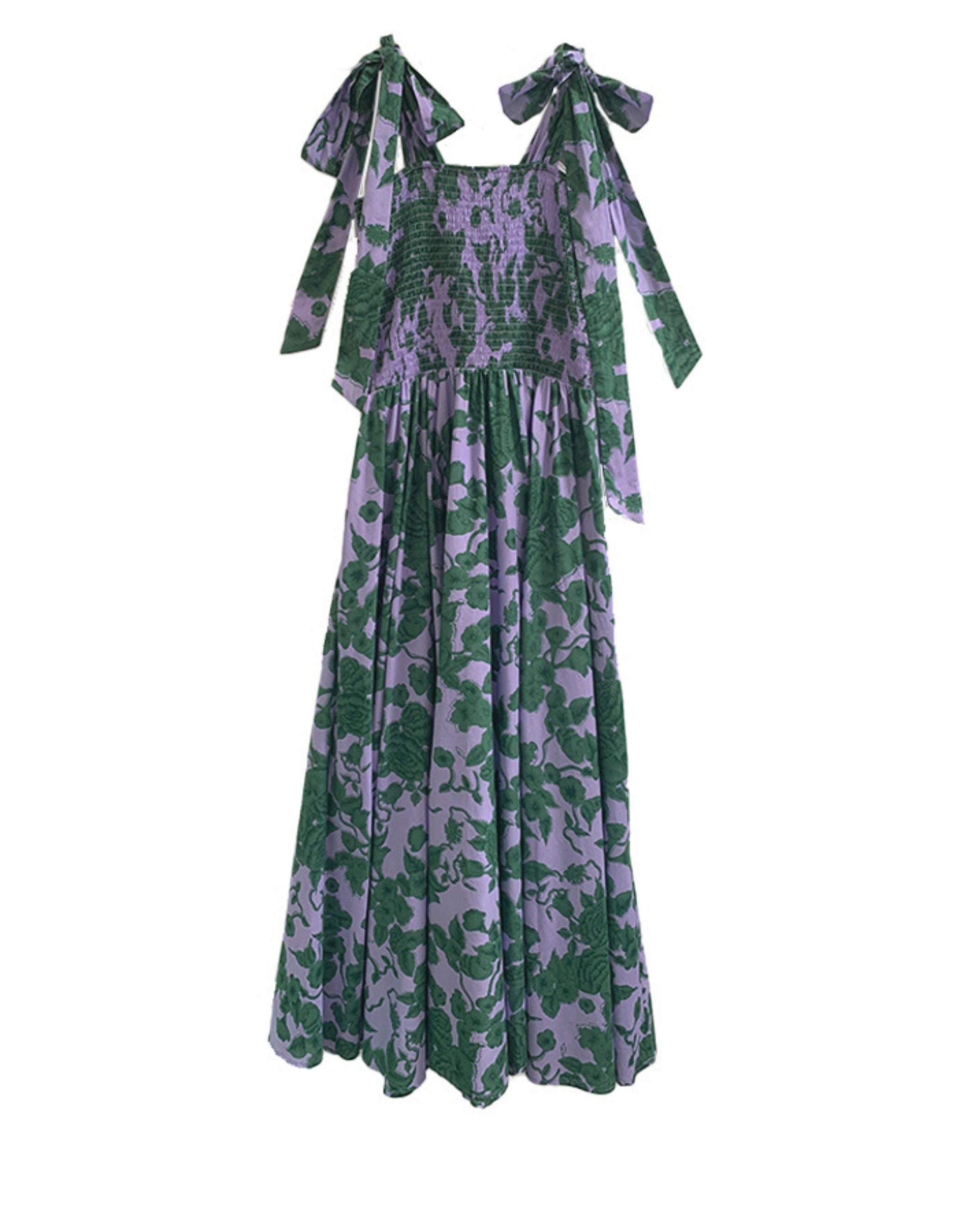 The Brooke - Sun Dress - So many ways to Wear and Tie. In Lilac and Green Floral.