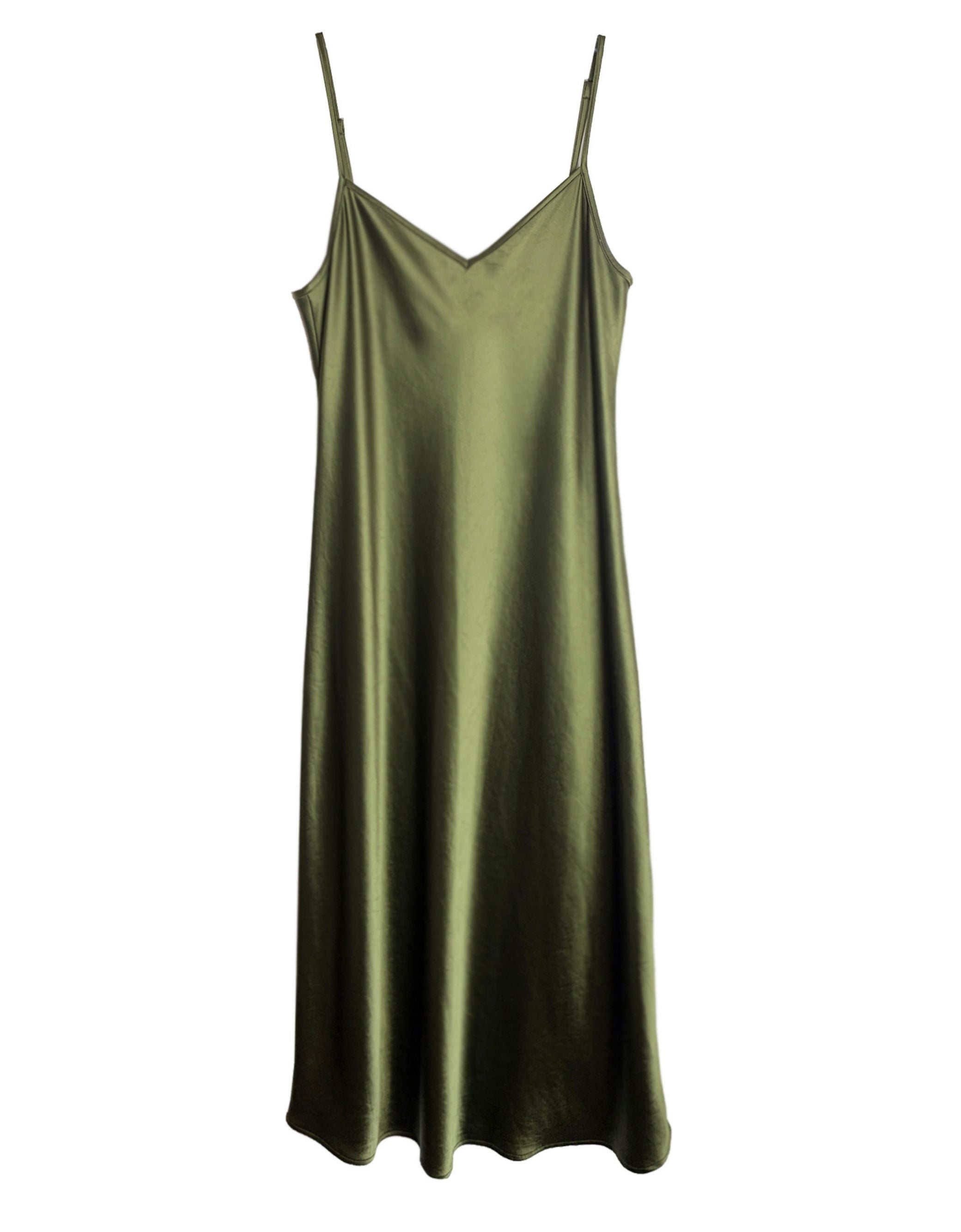 Cabaret Bias Slip Dress in Olive