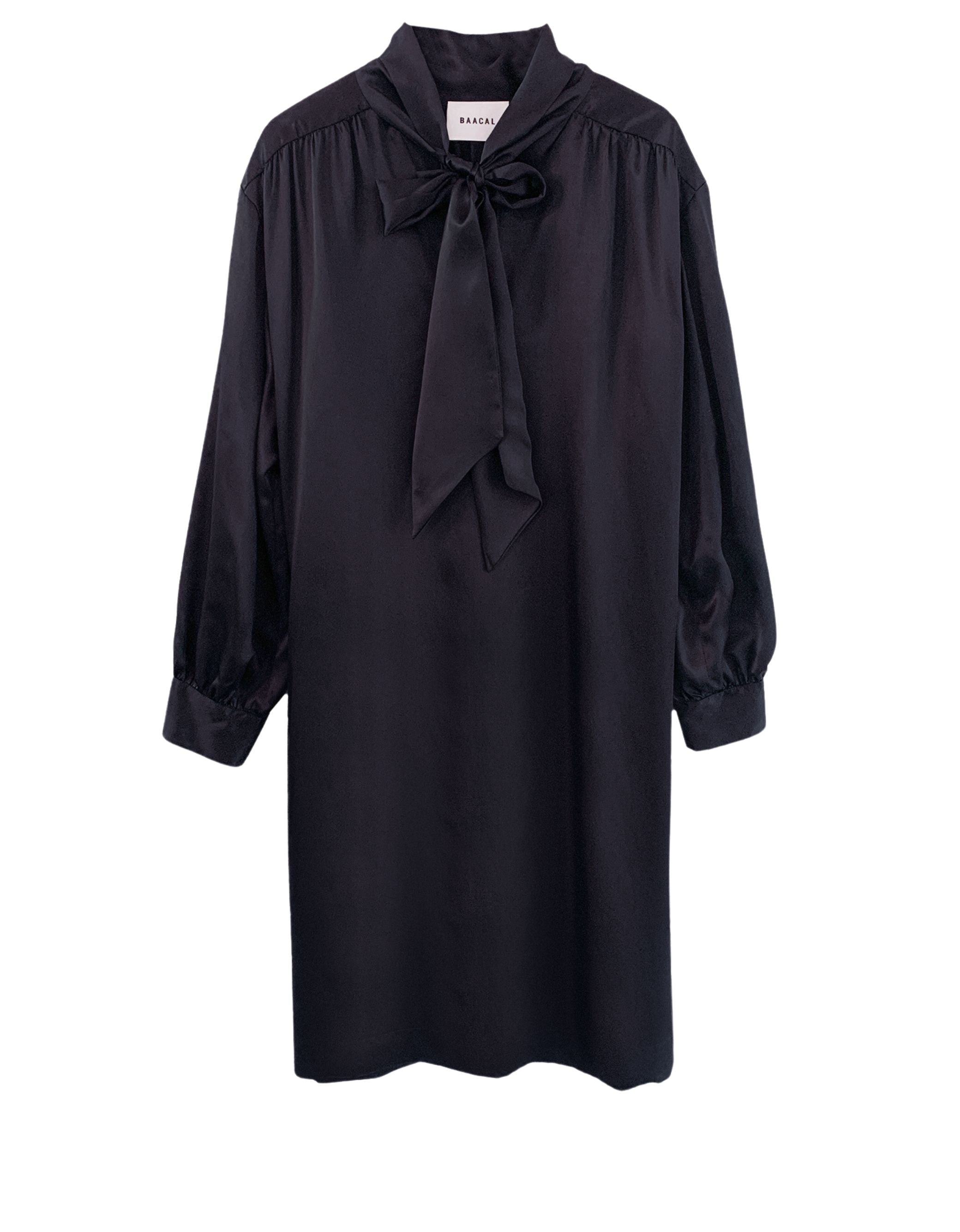 The Marion Tie Neck Dress- Black