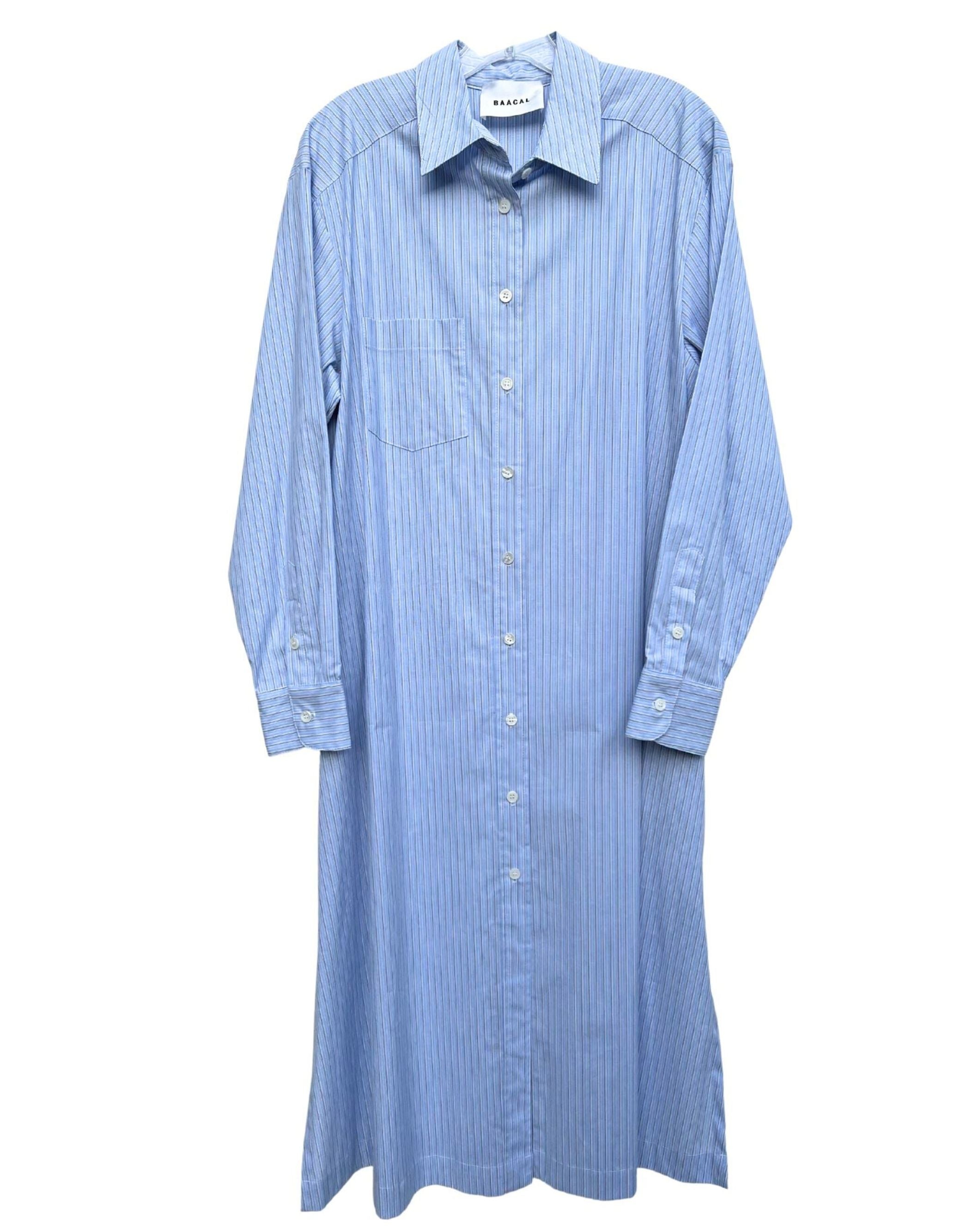 Light Blue  Striped Shirt Dress