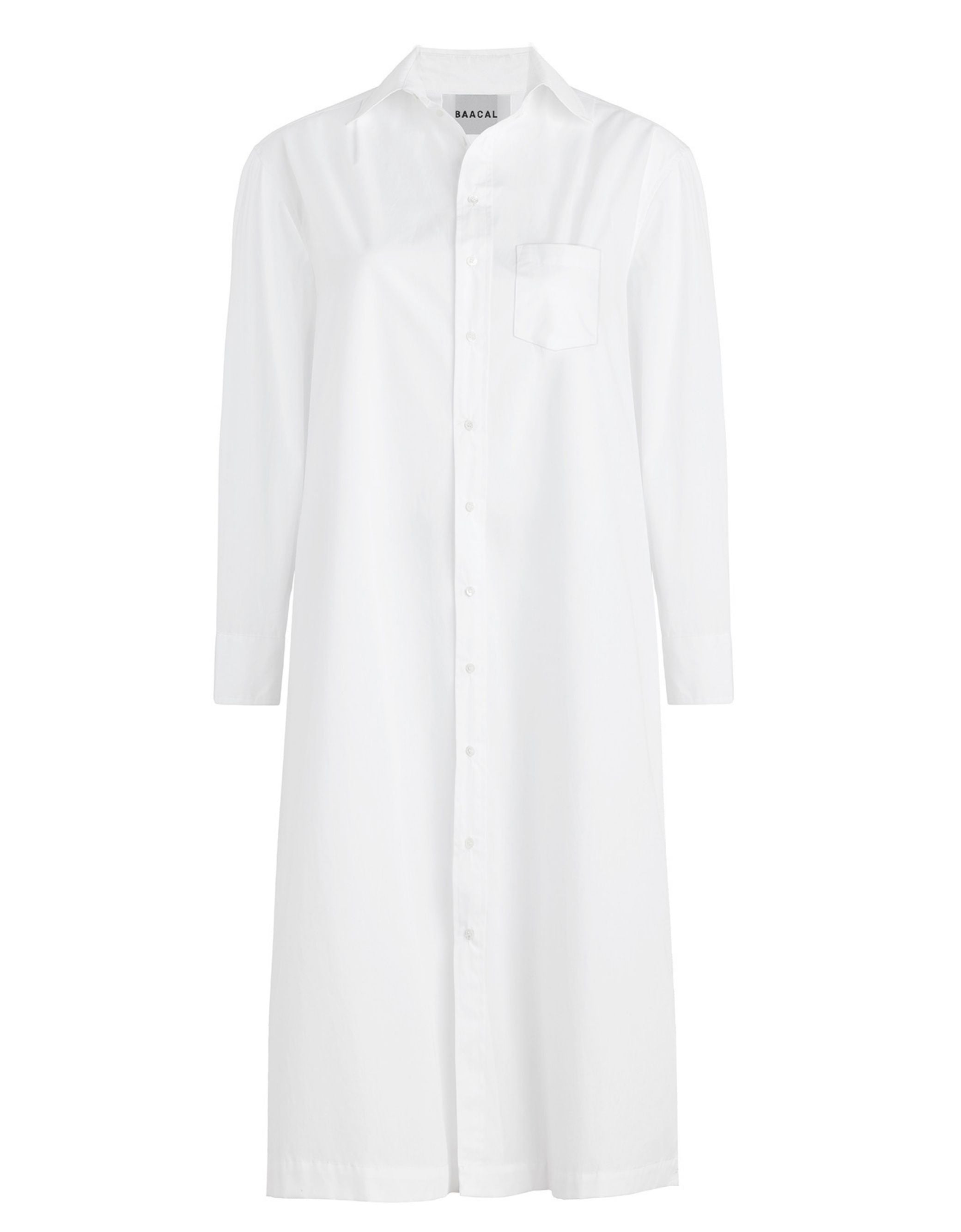 Long Cotton Shirt Dress - White