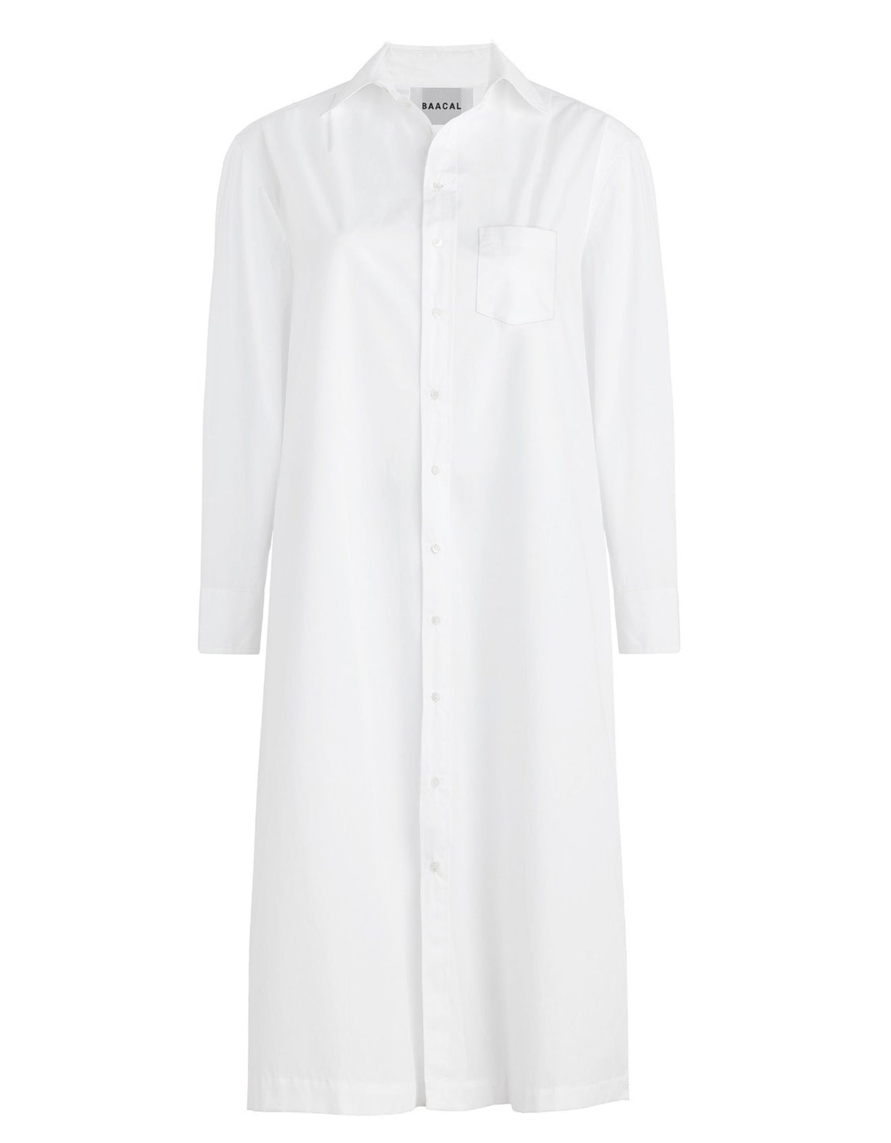 Long Cotton Plus Size button up long sleeves shirtdress in White ...