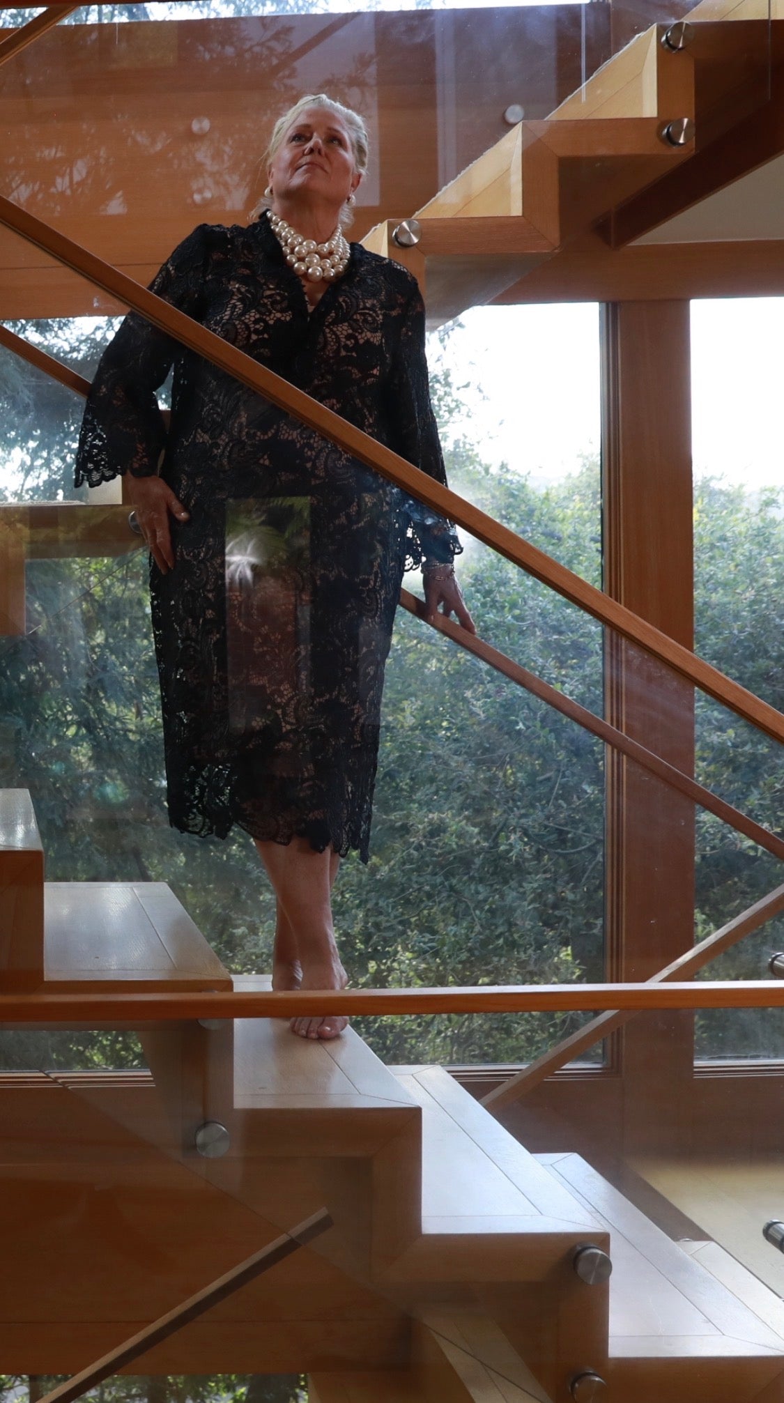 Talitha French Guipure Lace Kaftan Dress - Classic Black