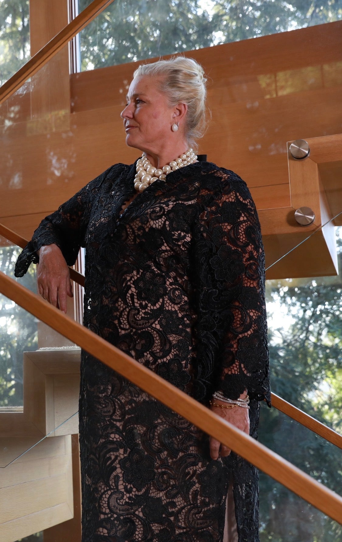 Talitha French Guipure Lace Kaftan Dress - Classic Black