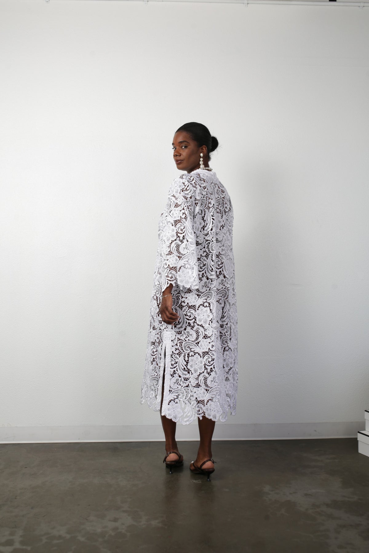 Talitha French Guipure Lace Kaftan Dress - Ivory