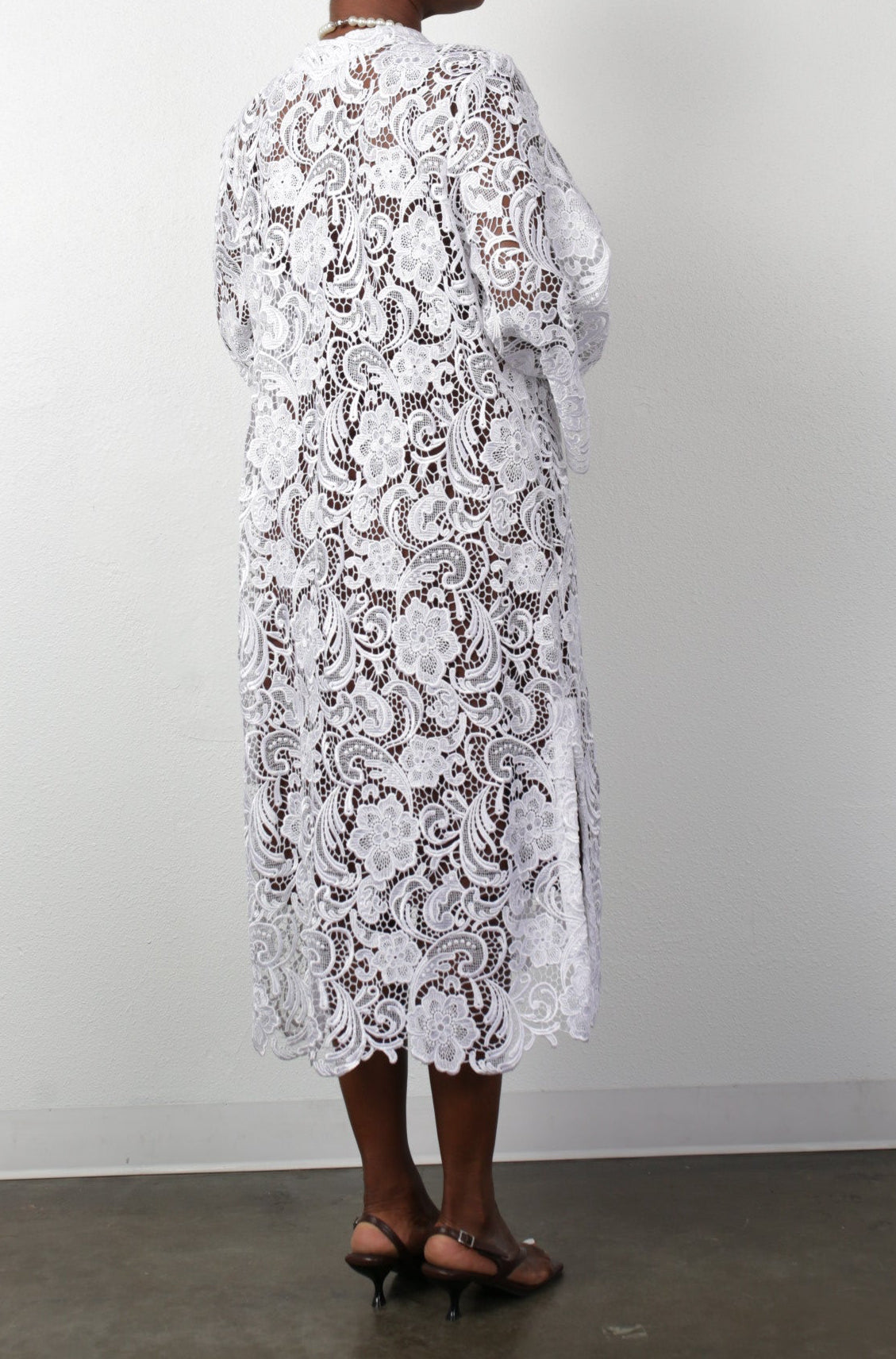 Talitha French Guipure Lace Kaftan Dress - Ivory
