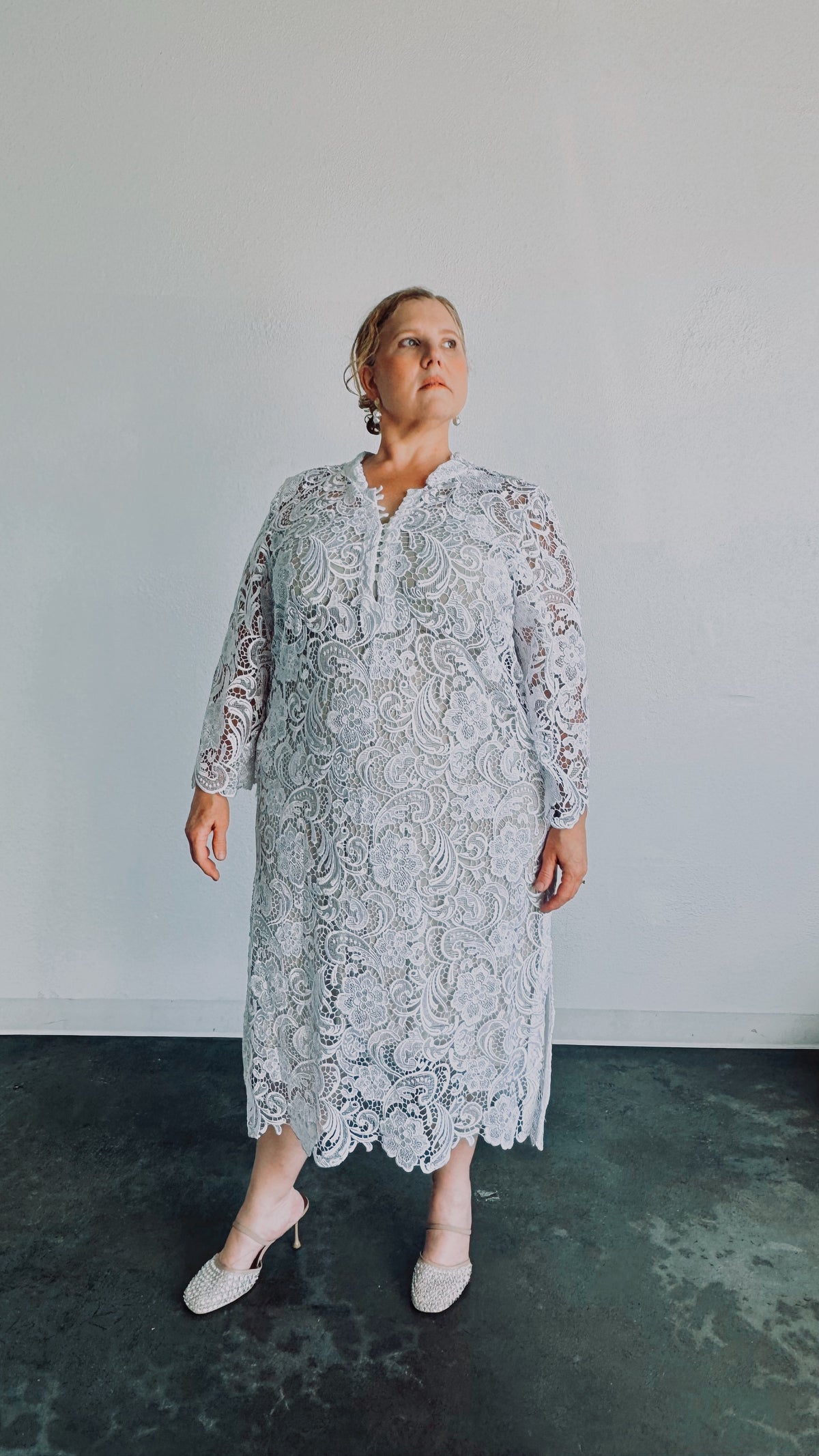Talitha French Guipure Lace Kaftan Dress - Ivory