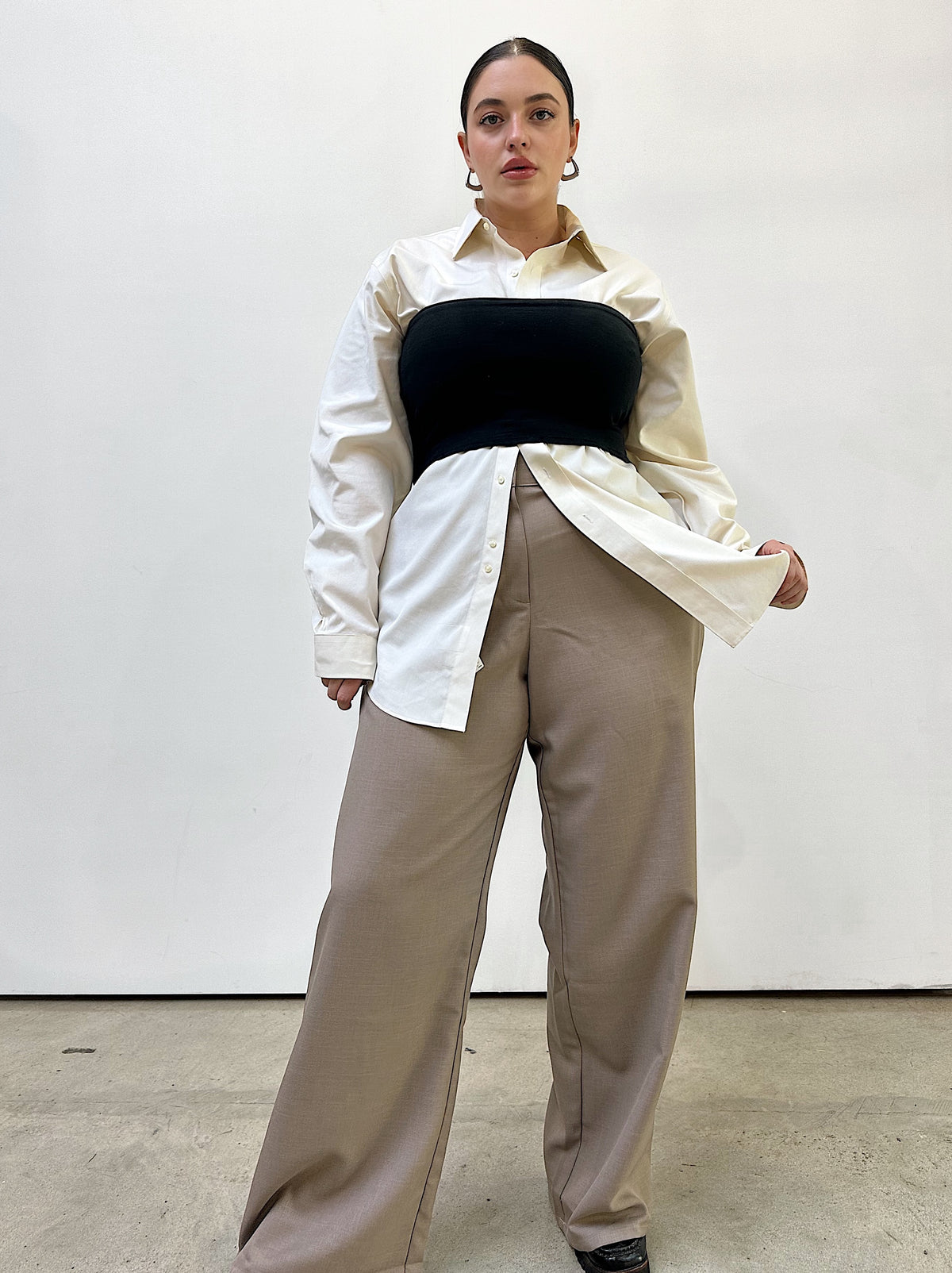 Hepburn Wide Leg Wool Pant - Taupe