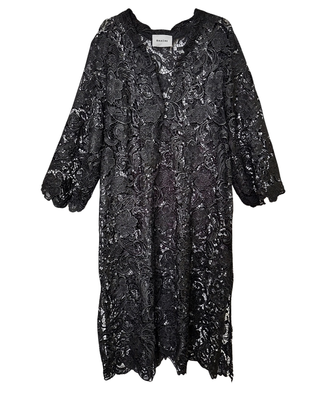Talitha French Guipure Lace Kaftan Dress - Classic Black