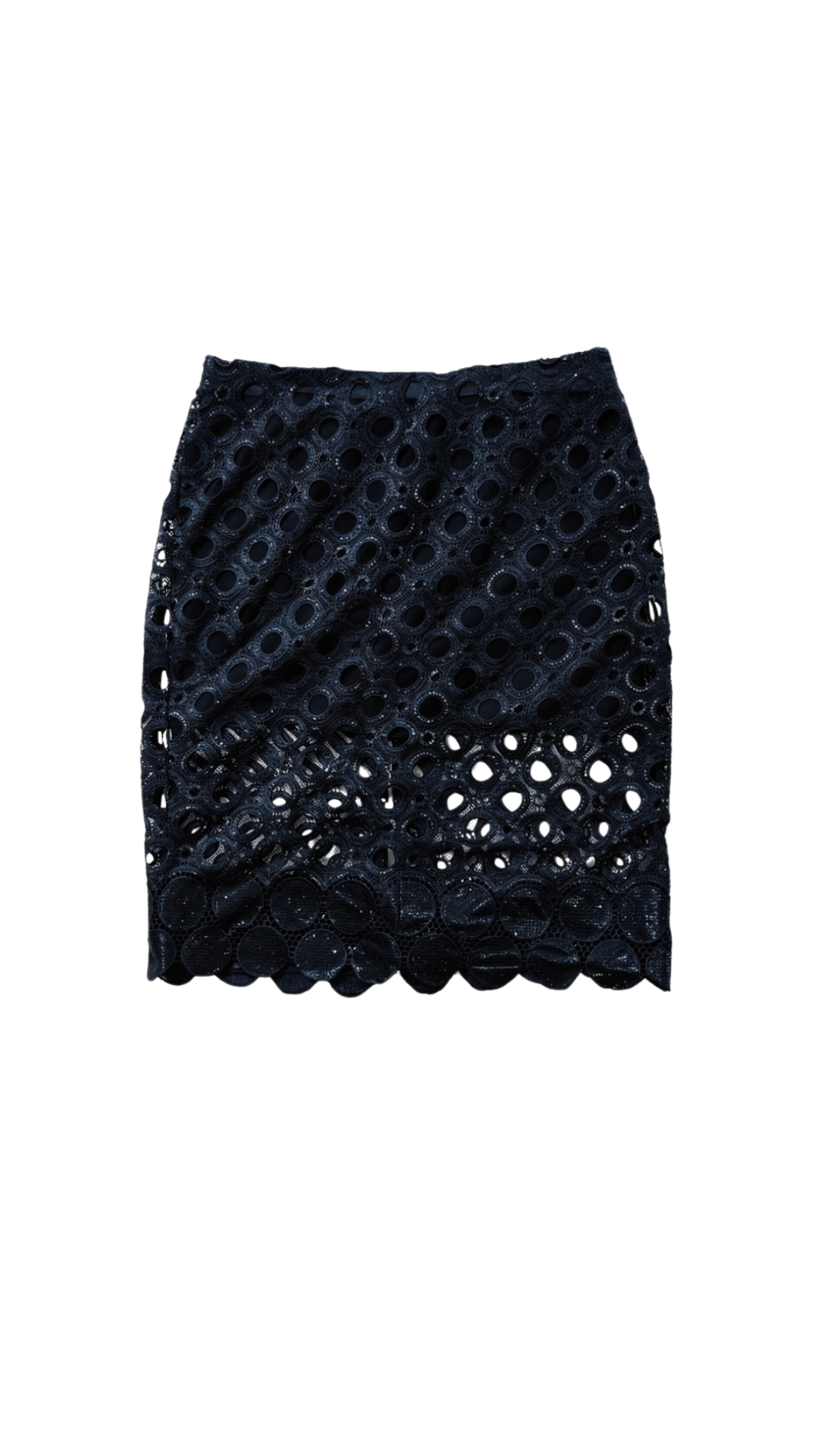 Cassandra Midi Pencil Skirt - Sequin Eyelet Classic Black