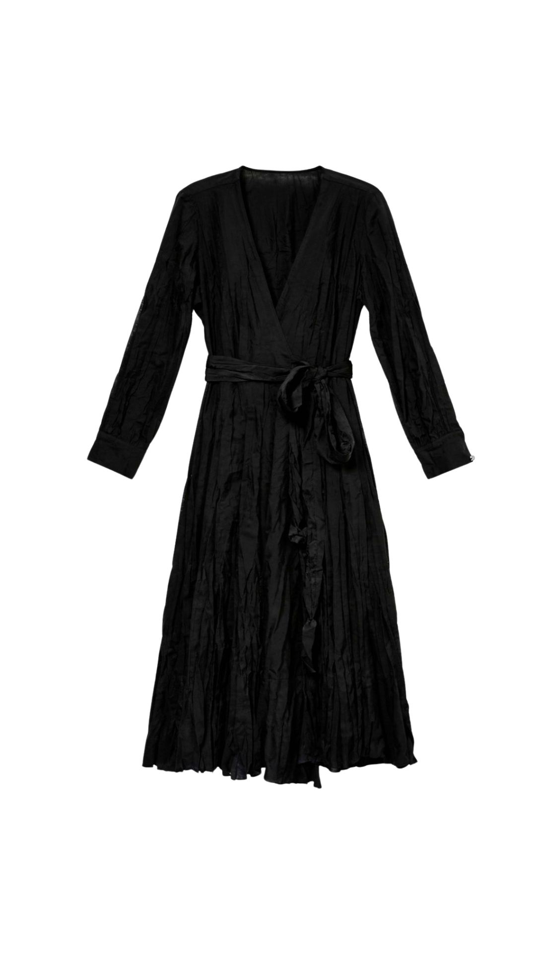 Pleated Maxi Wrap Dress - Classic Black