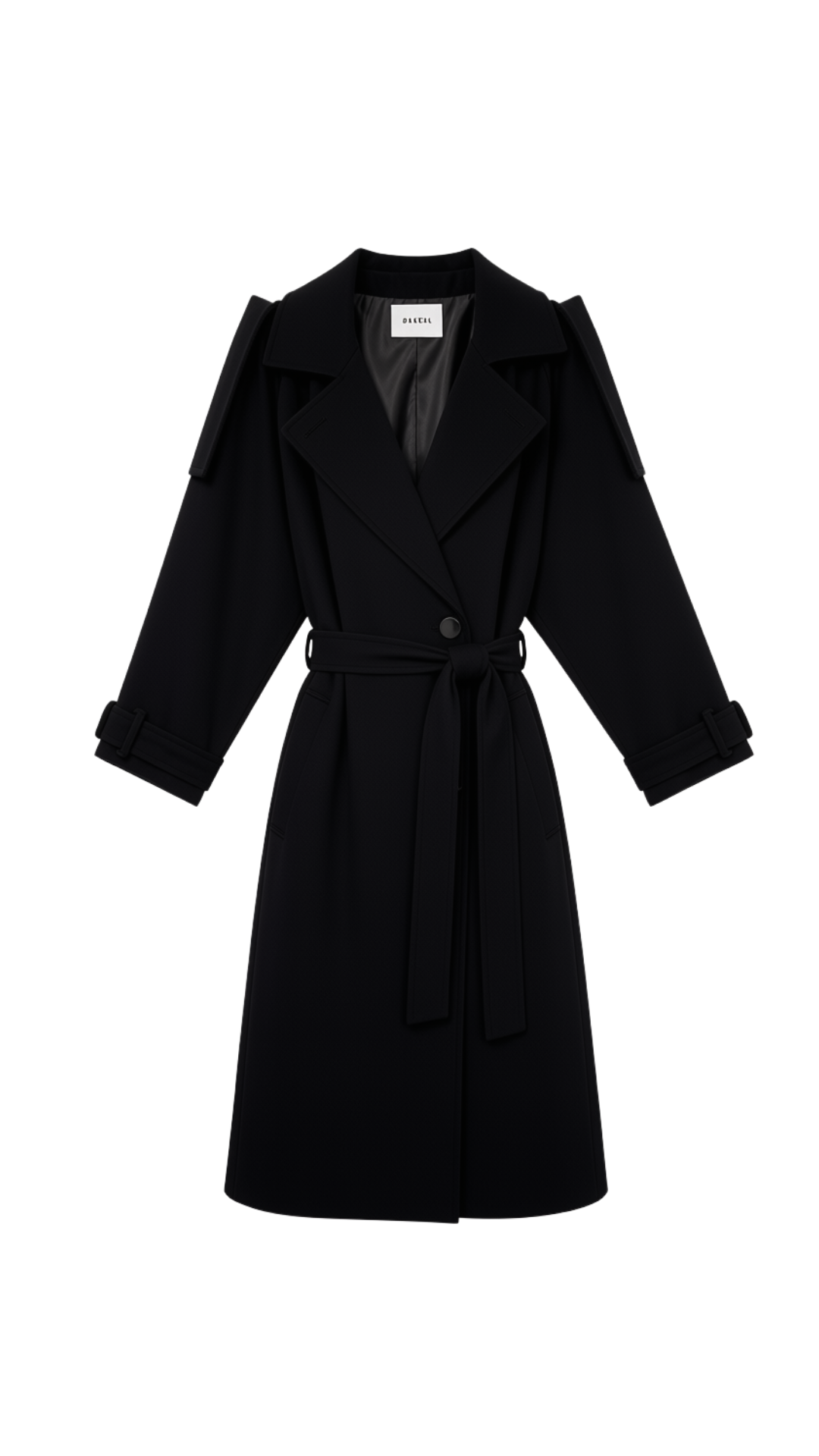 Aria Double Breasted Trench- Black