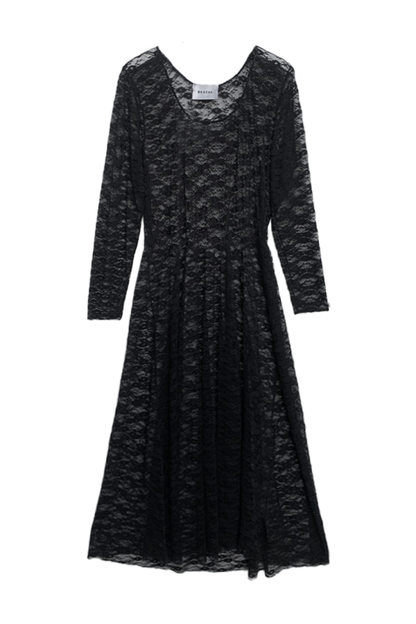 flat of black lace mesh dress