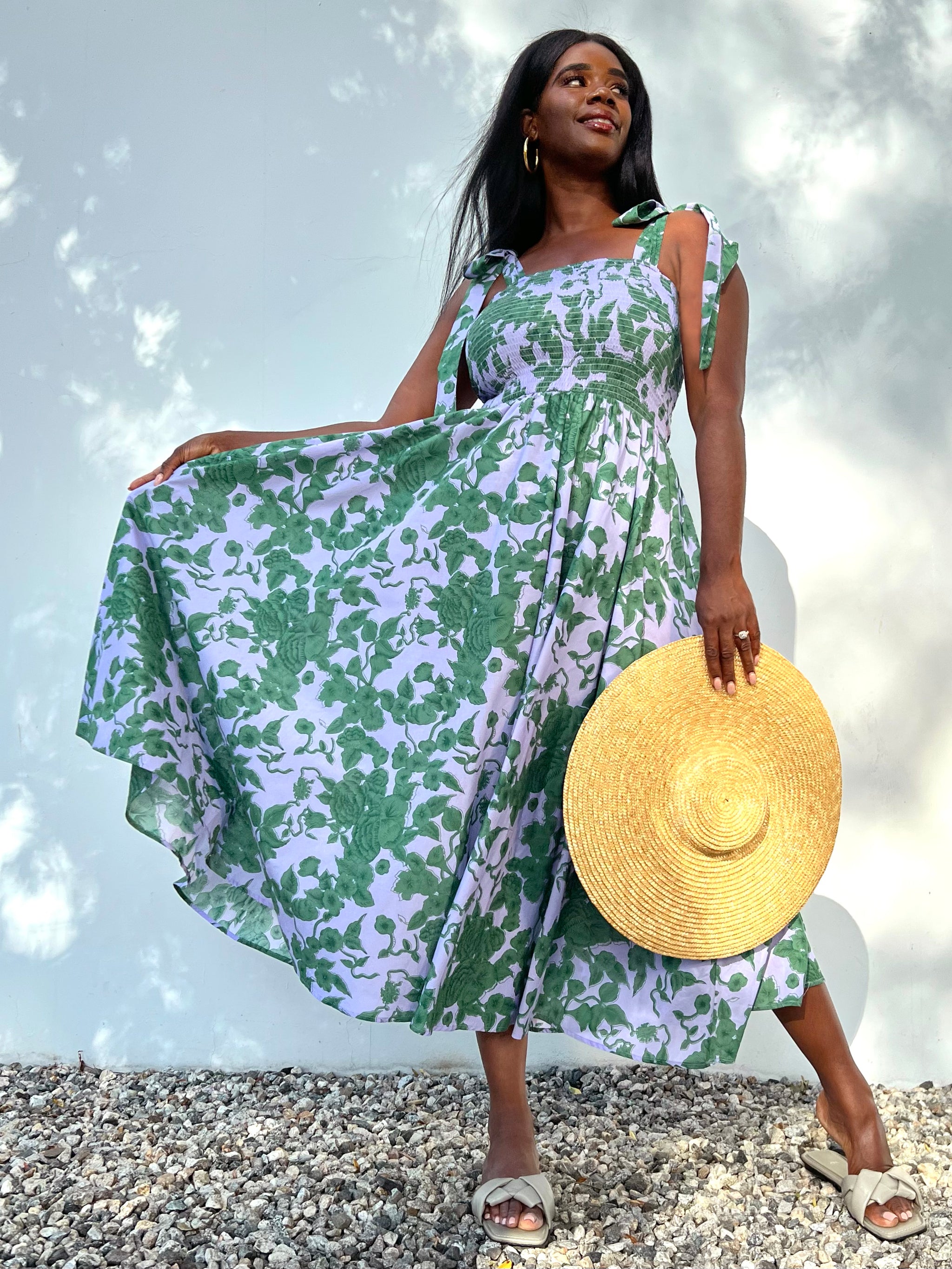 Green floral sundress sales
