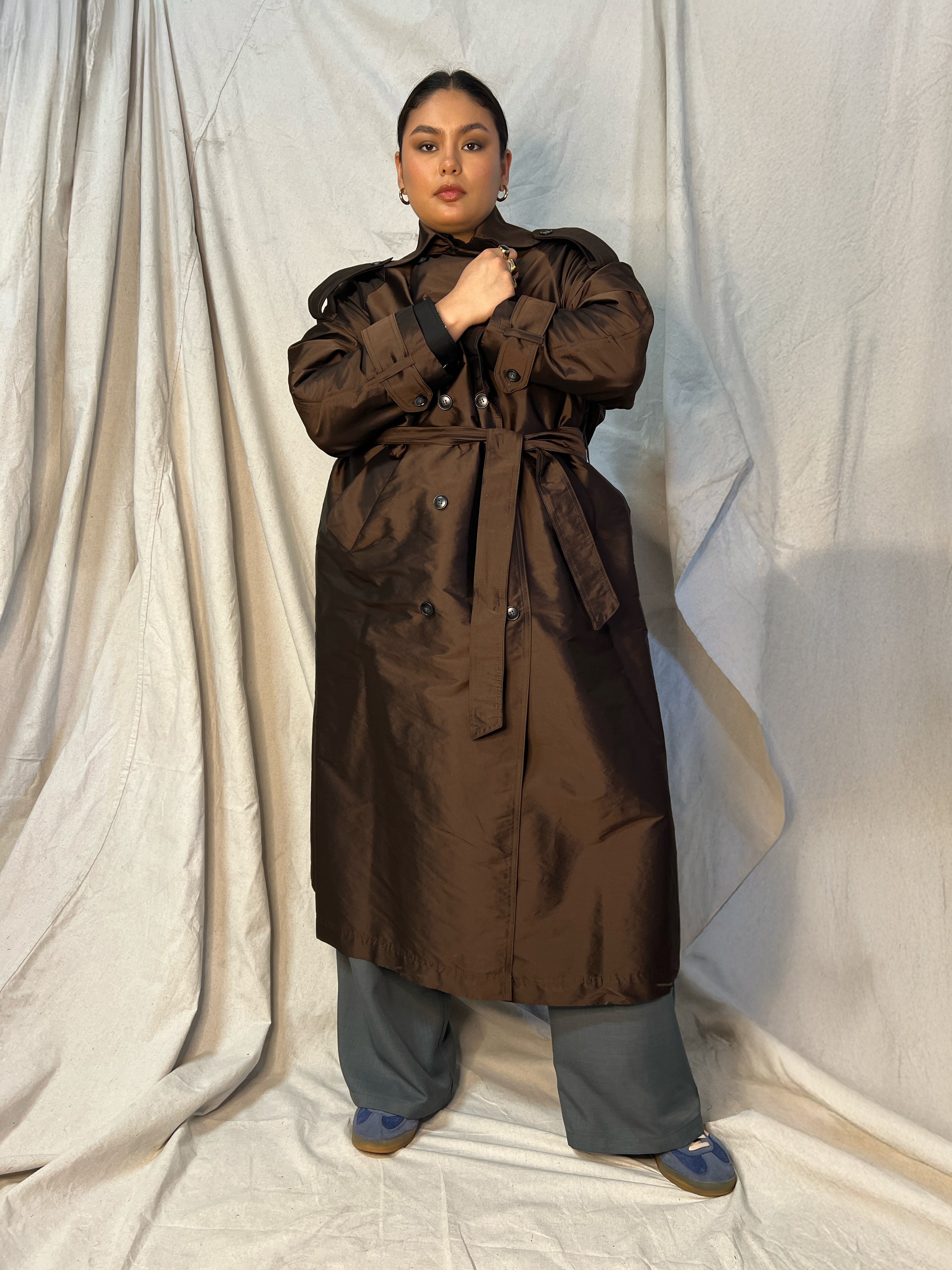 Delia Long Oversized Trench- Chocolate – Baacal