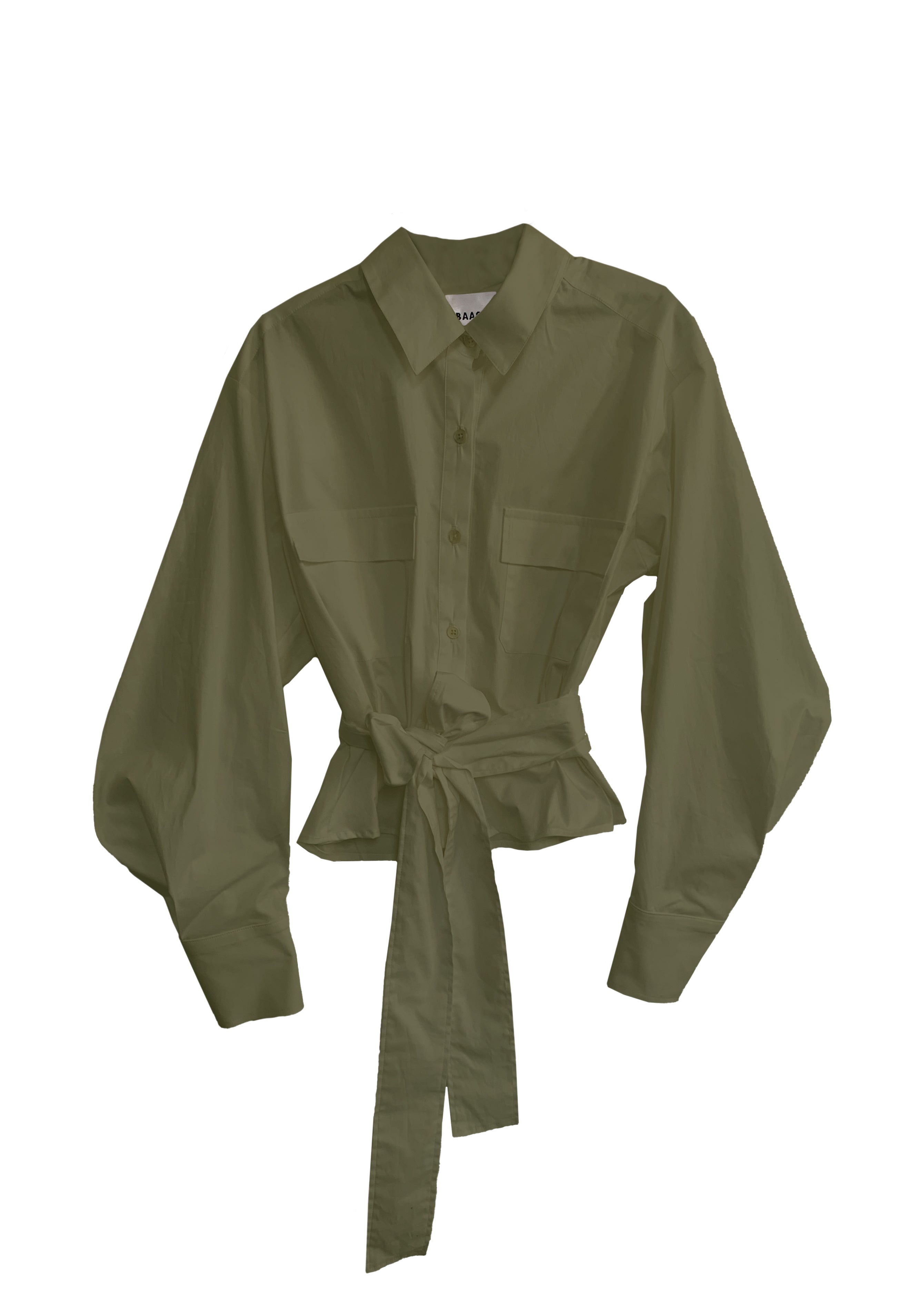 Cropped Cargo Shirt- olive