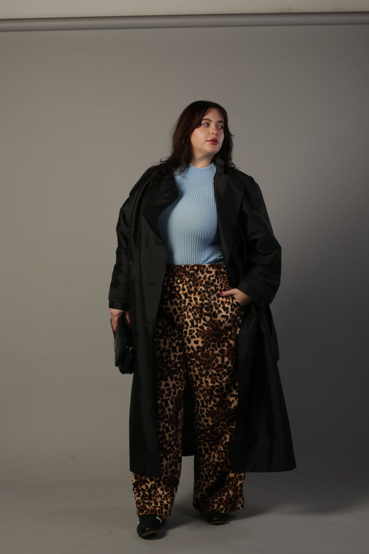 Delia Long Oversized Trench- Black Dupioni