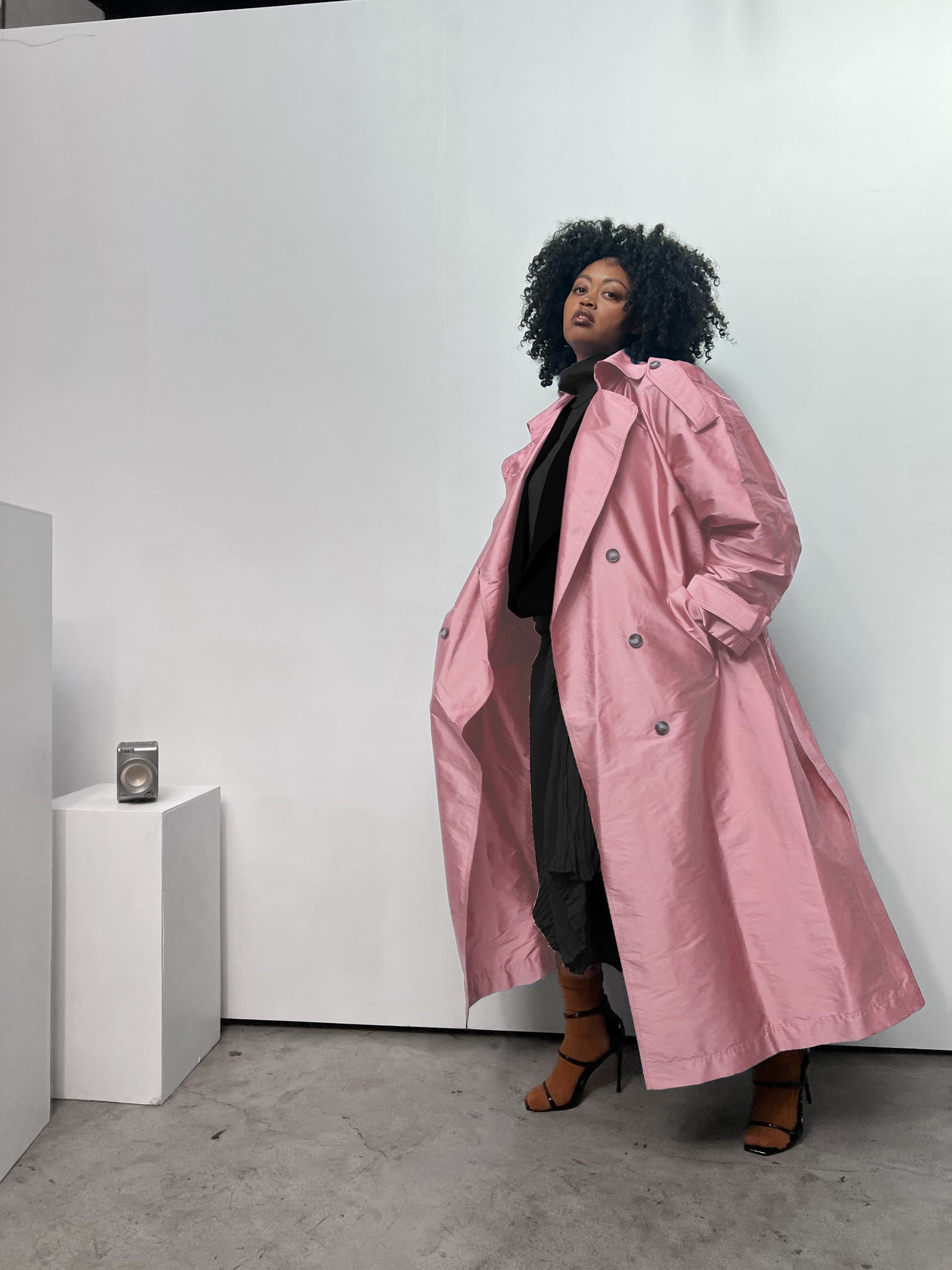 pink trench dress Sheer organza trench dress in pink 32
