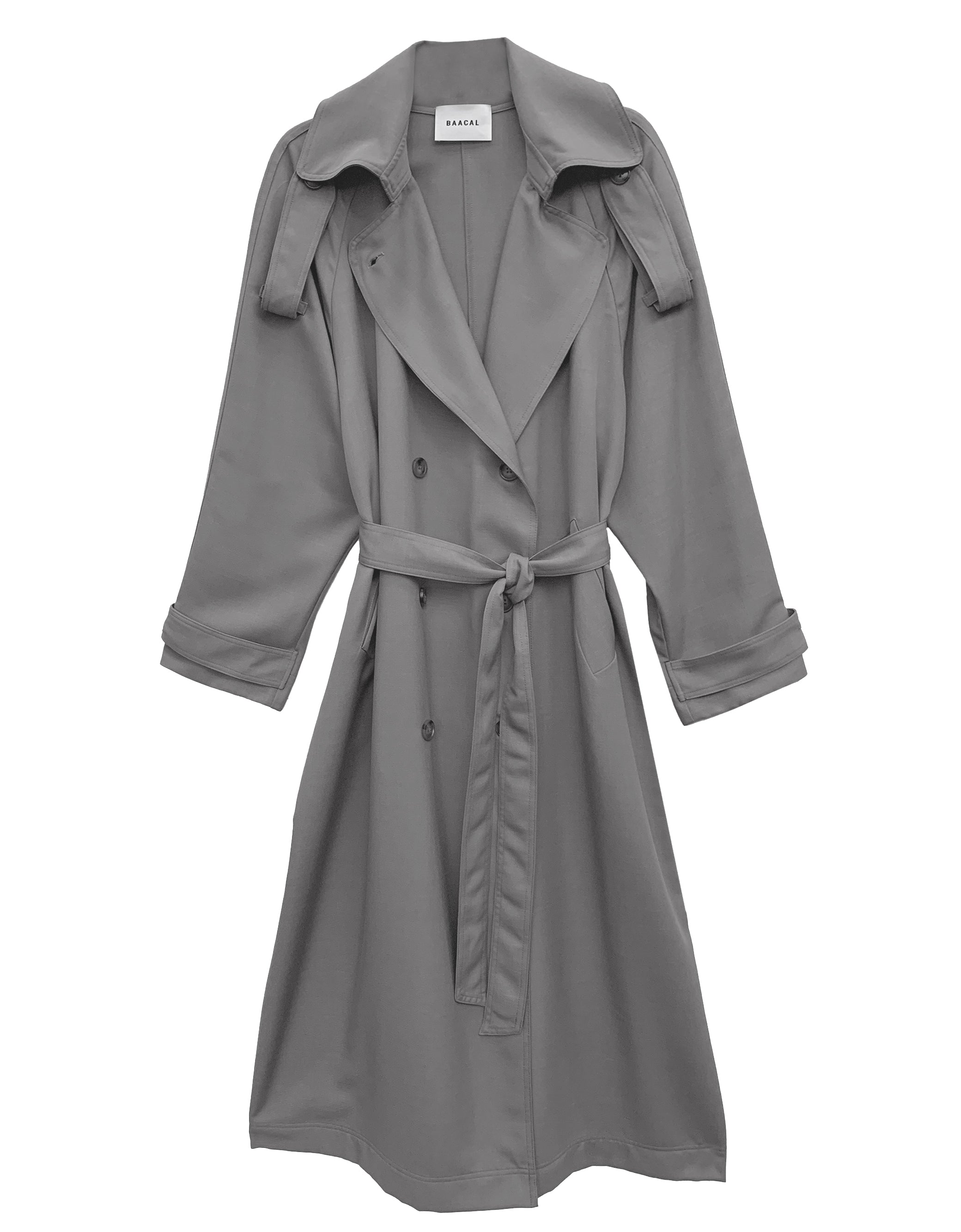 Delia Long Oversized Trench- Grey Wool