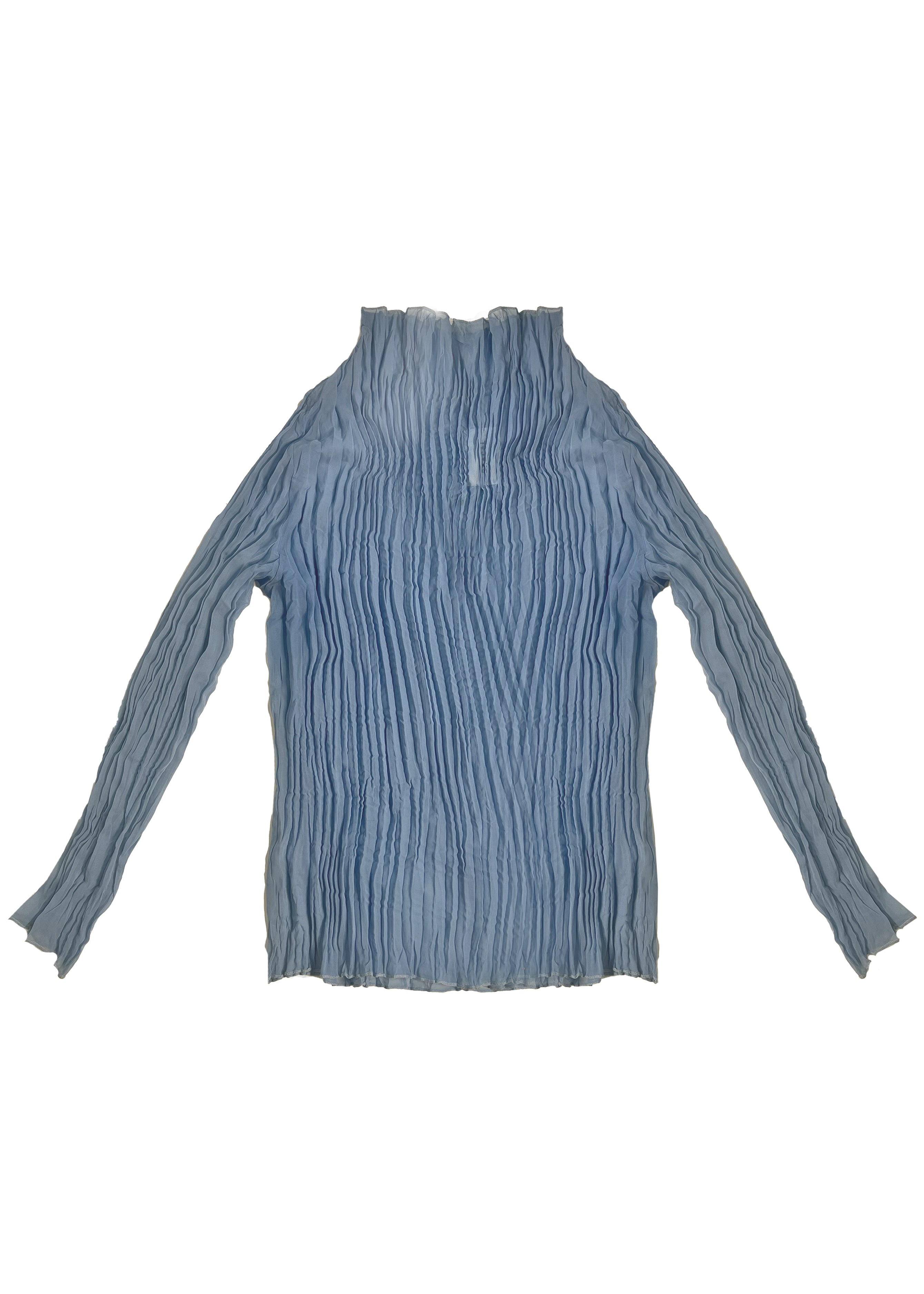 Esme Pleated Funnel Neck Top- Coppen Blue