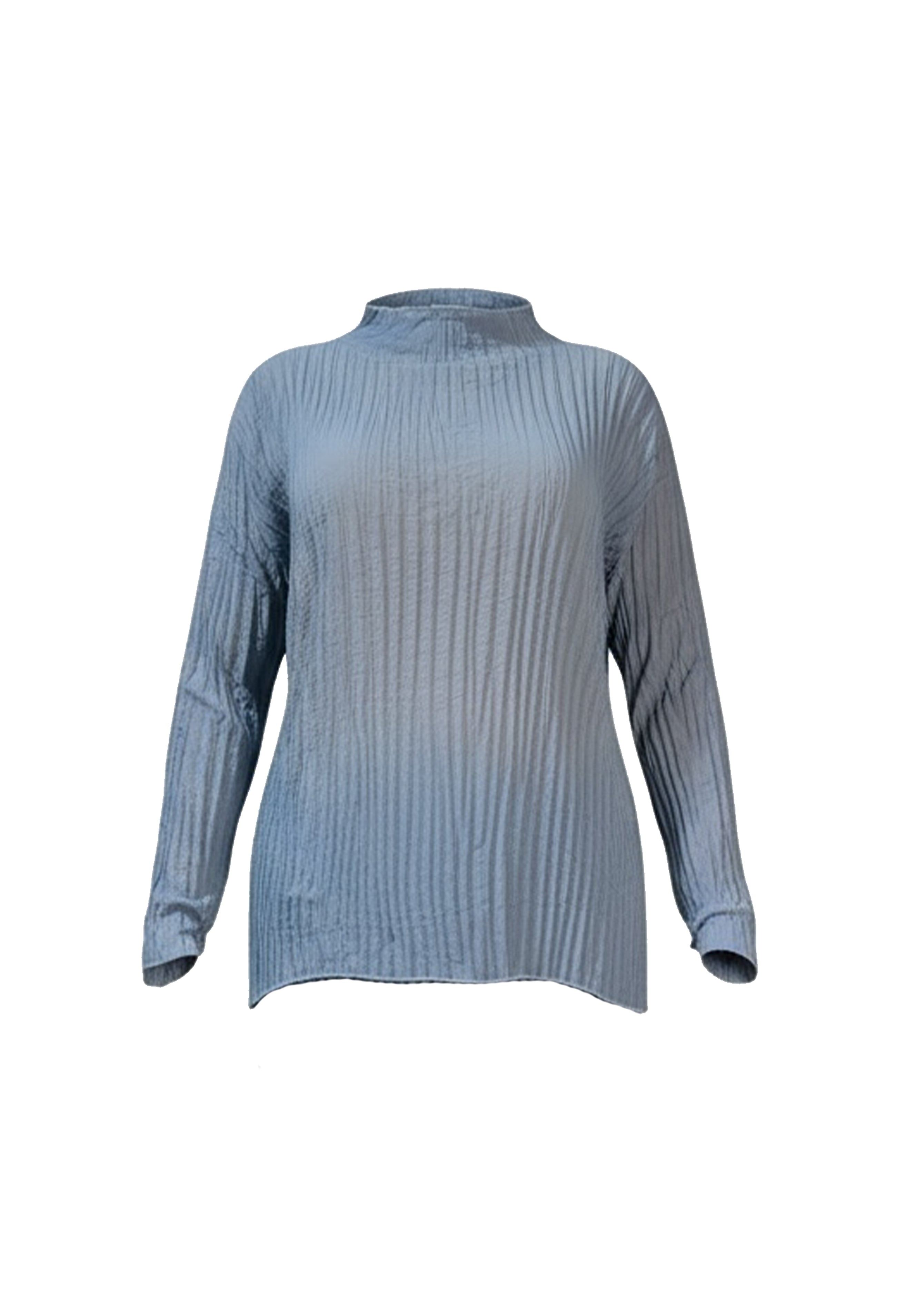 Esme Pleated Funnel Neck Top- Coppen Blue