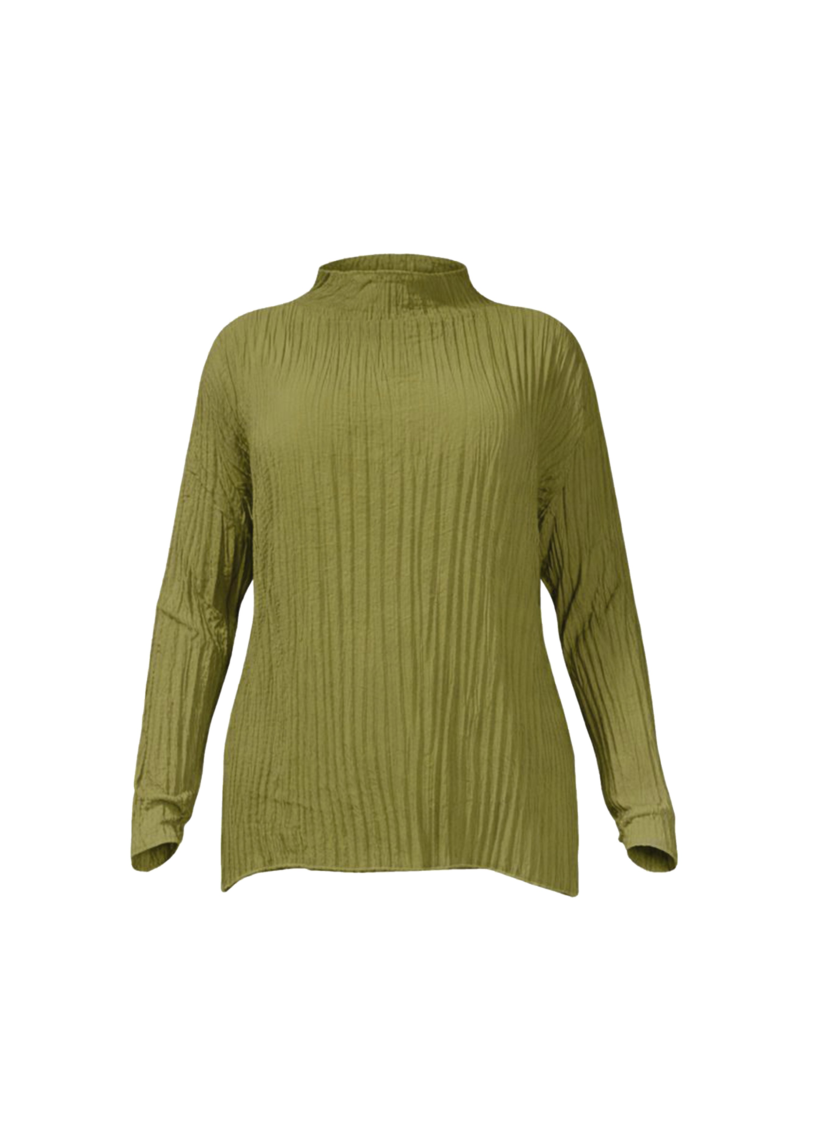 Esme Pleated Funnel Neck Top- Olive Green