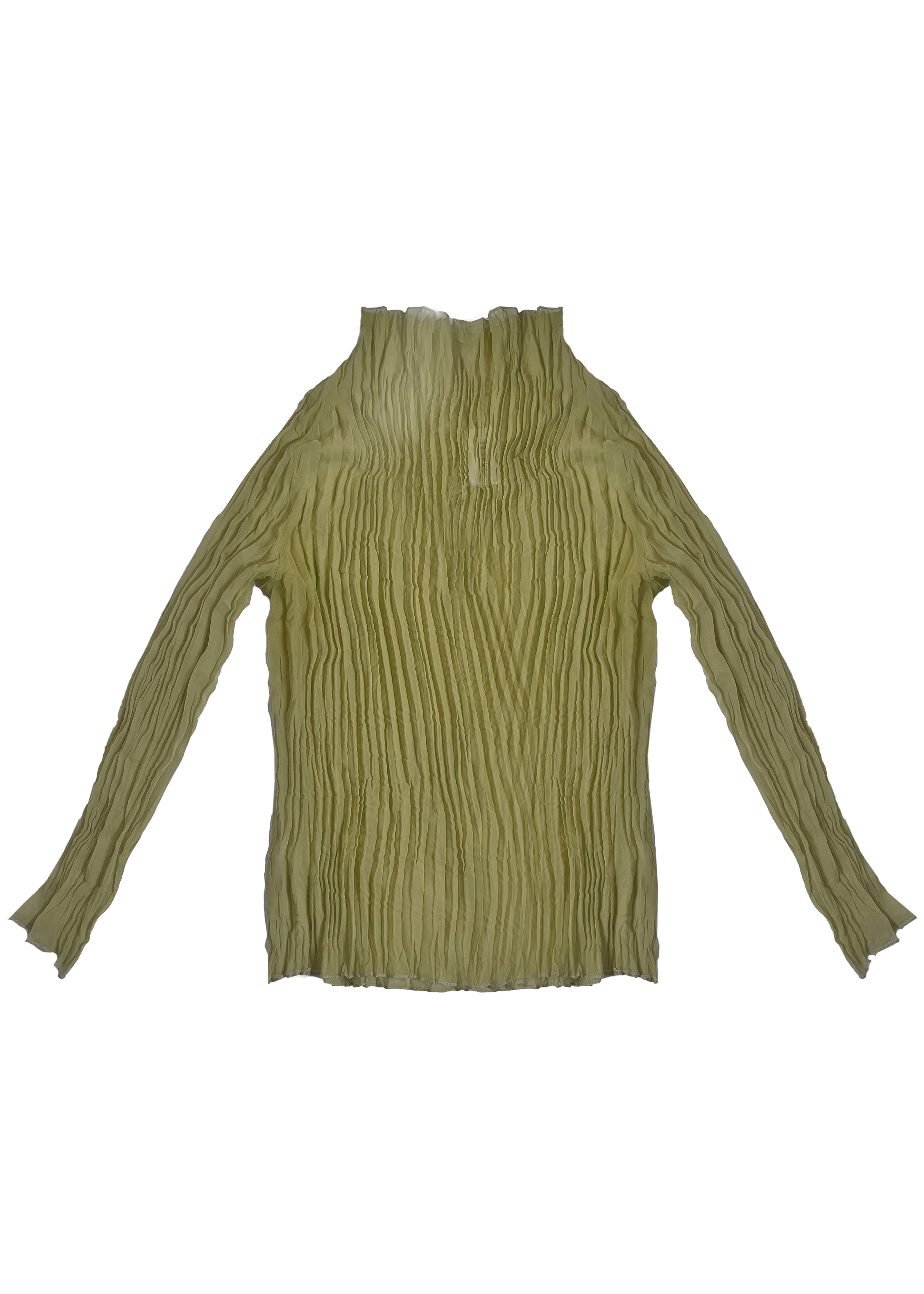 Esme Pleated Funnel Neck Top- Olive Green
