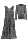 grey leopard mesh top and dress