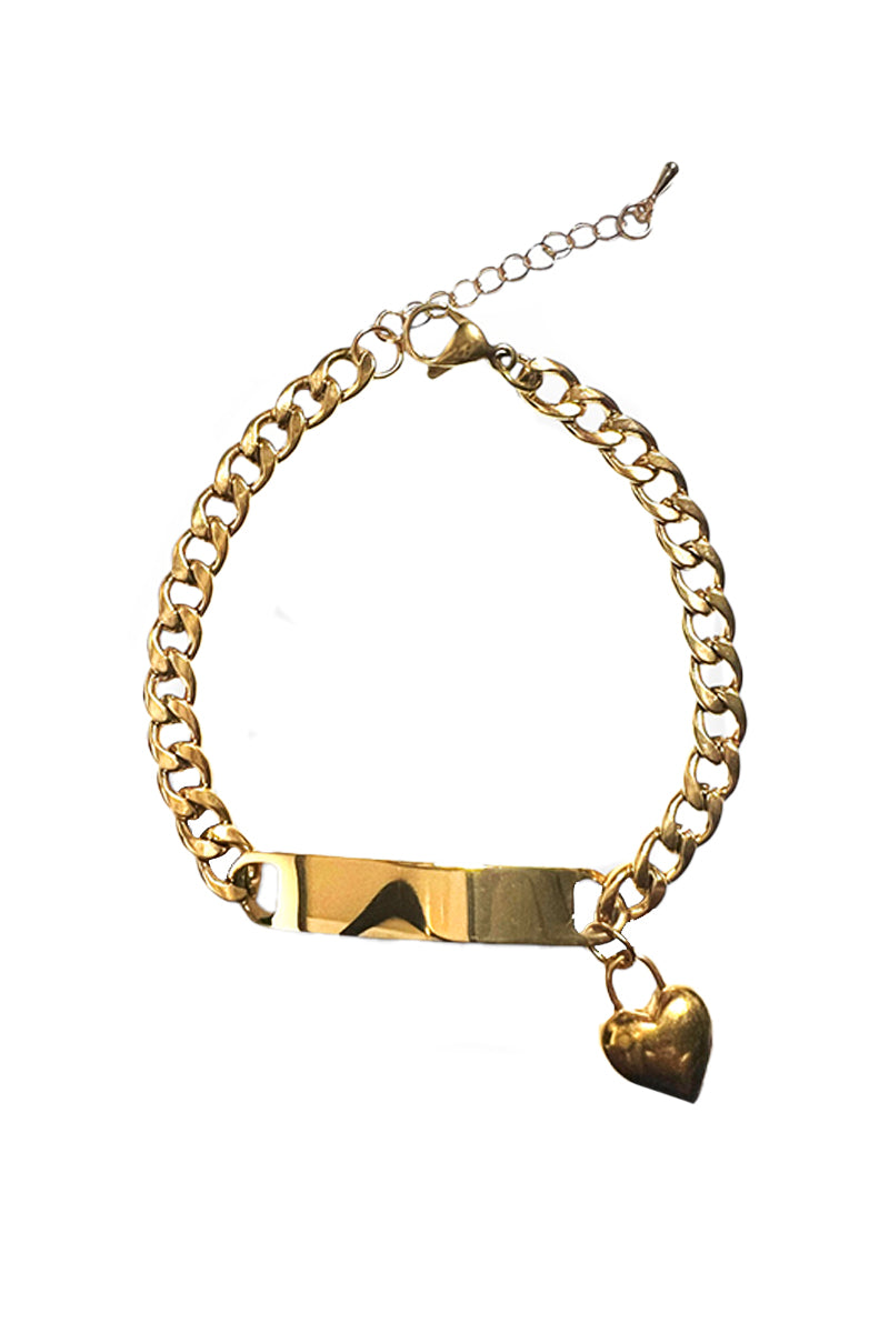 Heart ID Bracelet- Gold