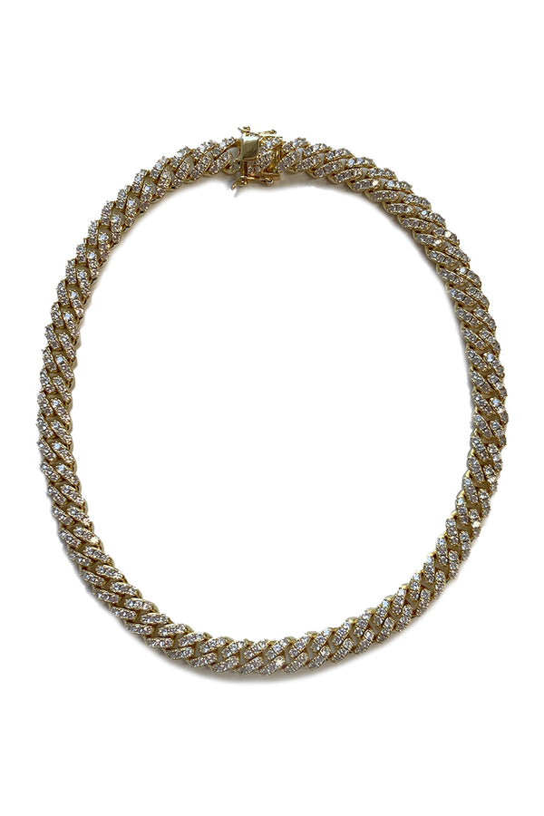 BAACAL - Icy Cuban Goldlink Choker - Our signature Cuban Link necklace now comes in pave!  -Weighty with a beautiful 18K gold color.    -Made of stainless steel with a gold finish  A timeless, statement piece necklace with a deep gold shine. Perfect for almost any occasion or your everyday finishing touch to your outfits.     Available  20" in length    18" in length 