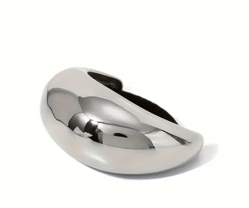 Set of 3 Sculptural Rounded Hair Ties- Silver