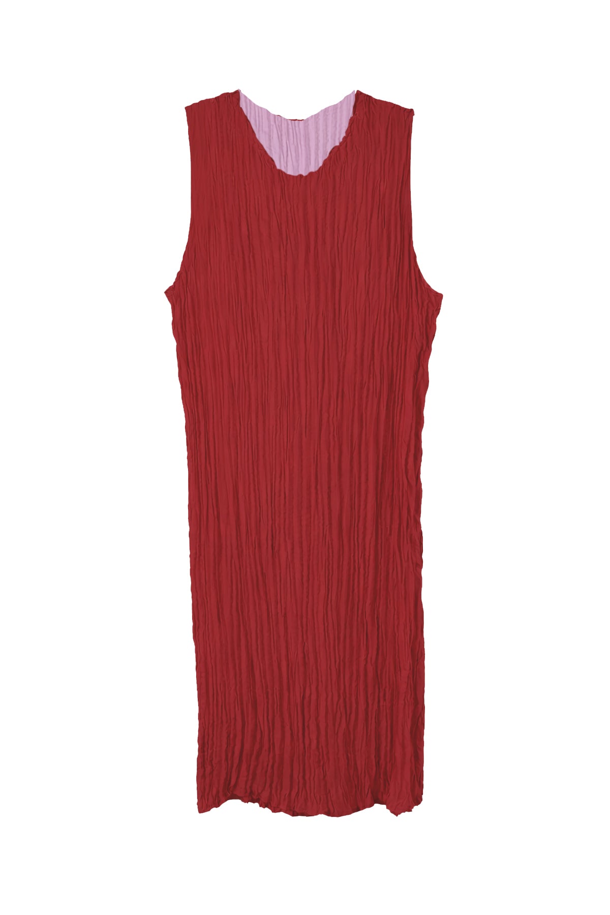 pleated jaya dress flat- red side