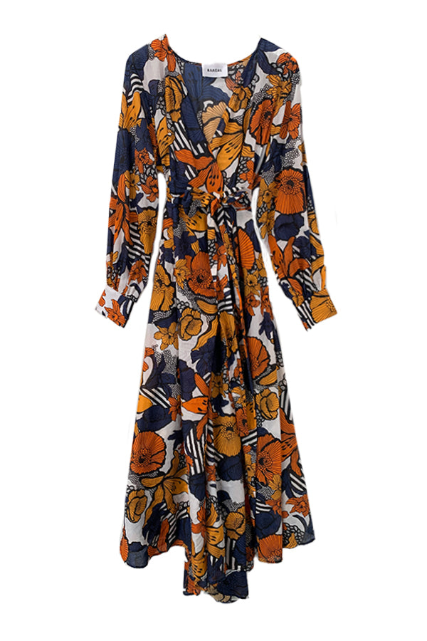 Marigold Wrap Dress - As a true wrap dress, it adjusts to fit you perfectly.  A wide belt defines your waist, while vintage faux pearl buttons close the banded cuffs.  Designed by Cynthia Vincent - BAACAL - Designed to fit the "True Size Majority" 10-22+