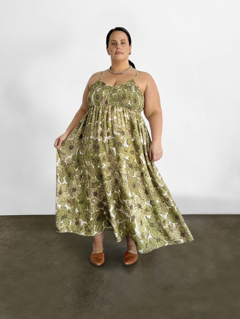 The Joni Sundress- Green Floral
