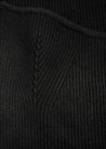 Portrait Neckline Contour Rib Knit Sweater Top- Black - detail