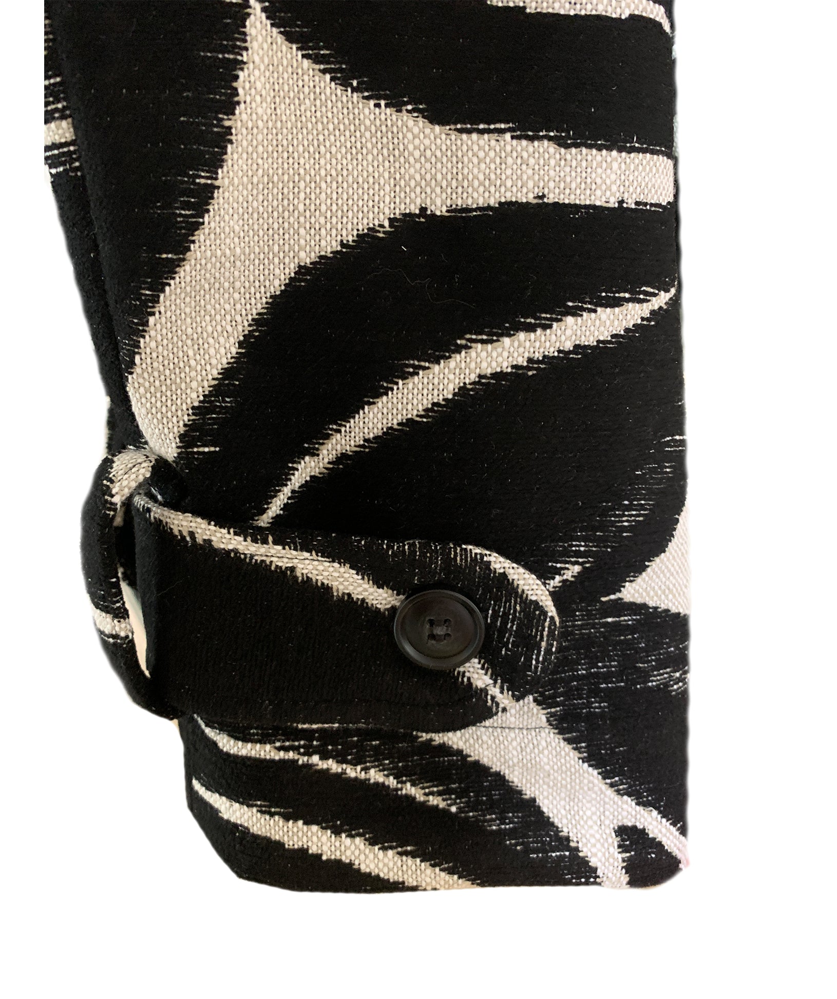 Marlo Short Moto Trench Coat- Black White Leaves