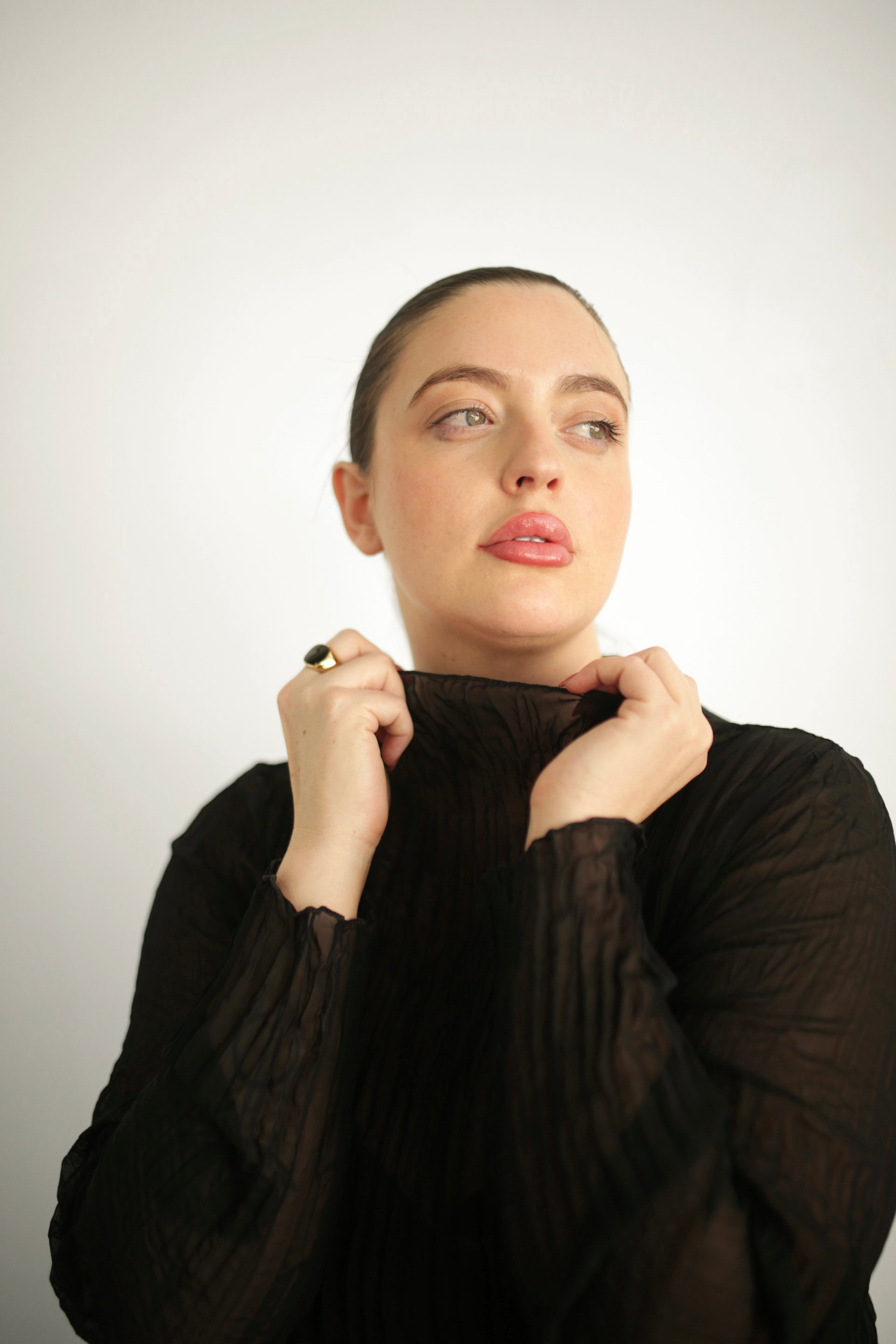 model wearing black Esme top