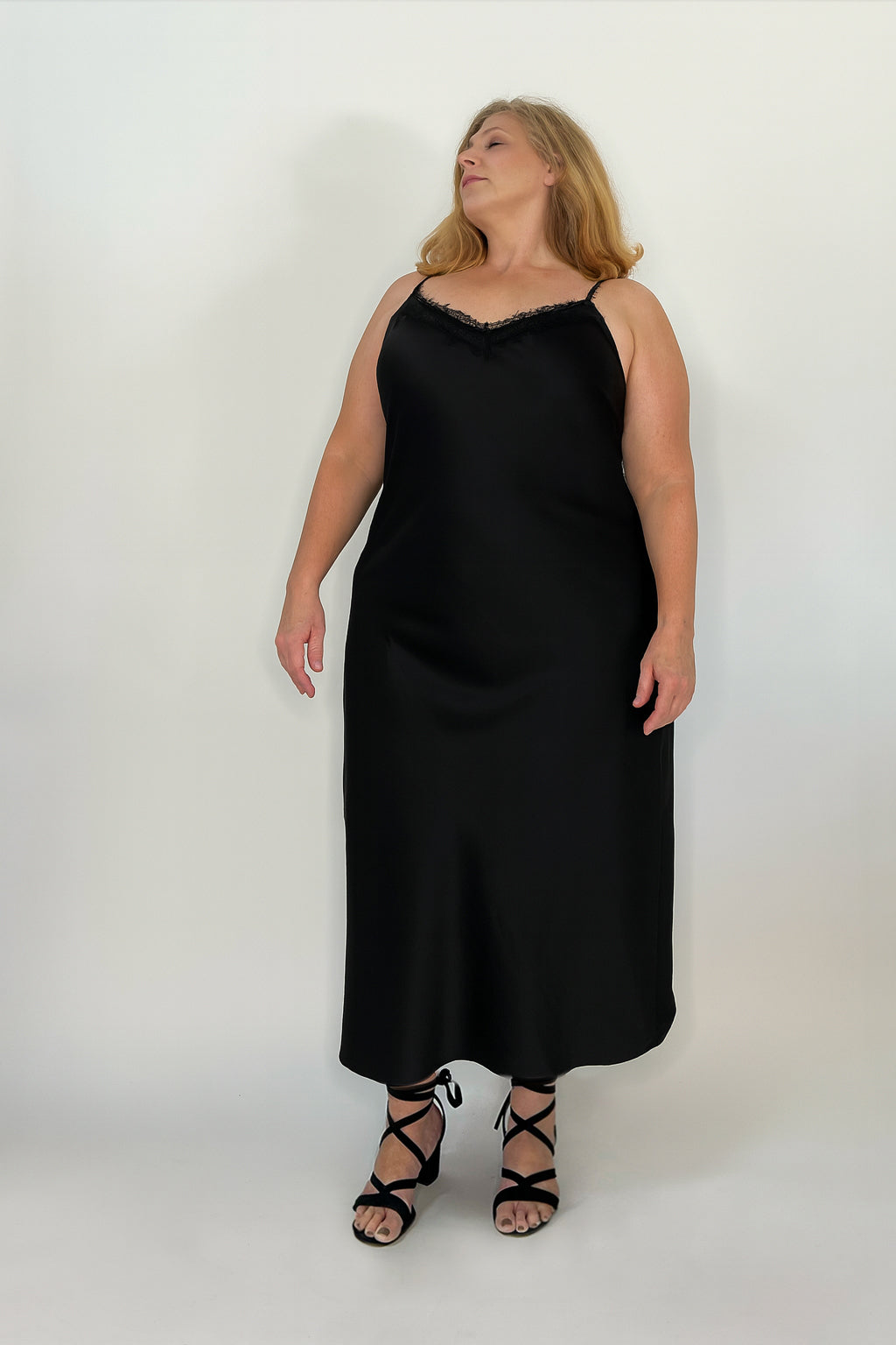 Eva Lace Slip Dress - Black