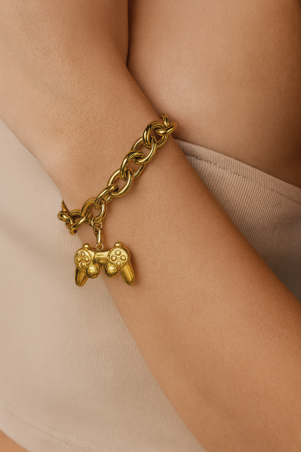 Gamer Charm Bracelet- Gold