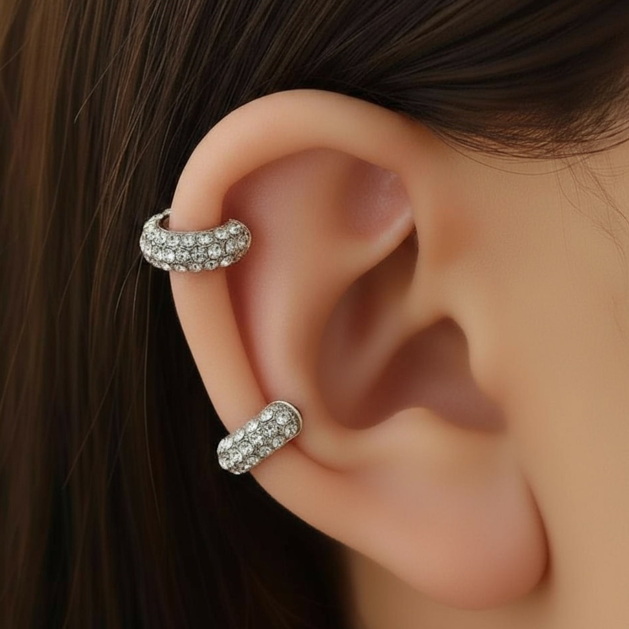 Slender Diamonette Ear Cuff- Platinum